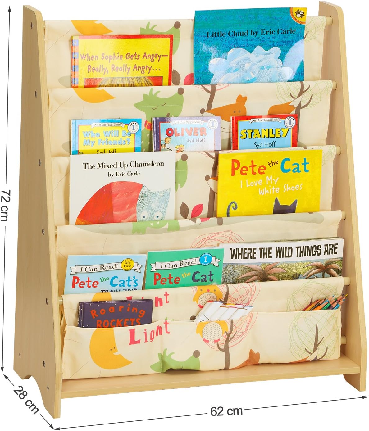 Thumbnail 2 de SONGMICS GKR71YL scaffale a 4 livelli in tessuto per bambini multicolore, 62 x 28 x 72 cm