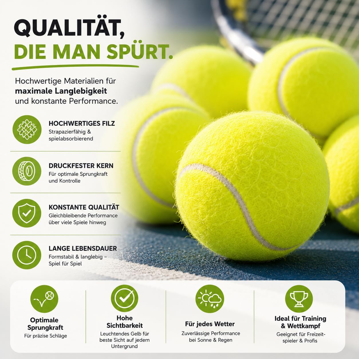 Detalle de TK Gruppe Timo Klingler Tennisbälle – Trainingsbälle (neongelb) mit Mesh-Tragetasche