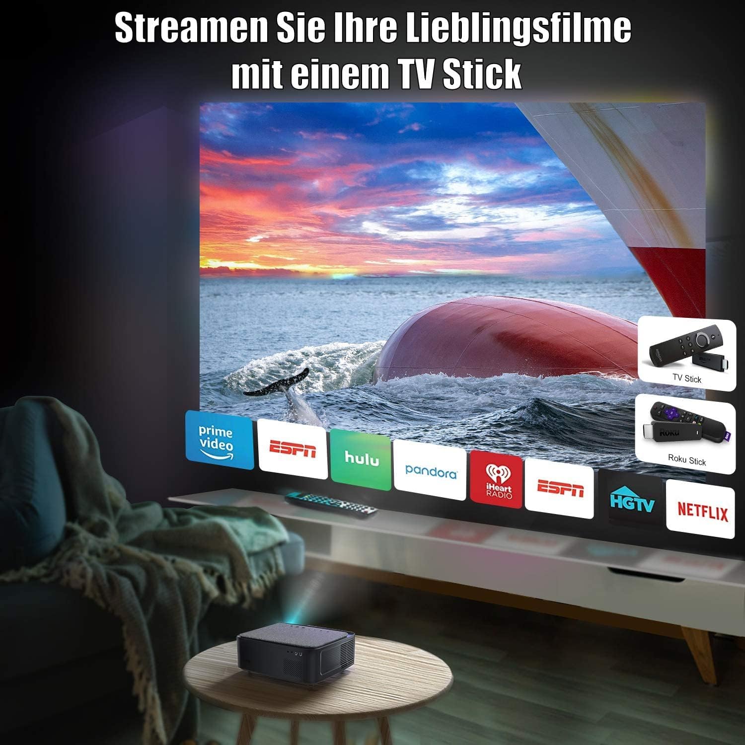 Thumbnail 4 de Proiettore 4K WiMiUS (Serie K1) con WiFi 6 e Bluetooth per Home Cinema fino a 300