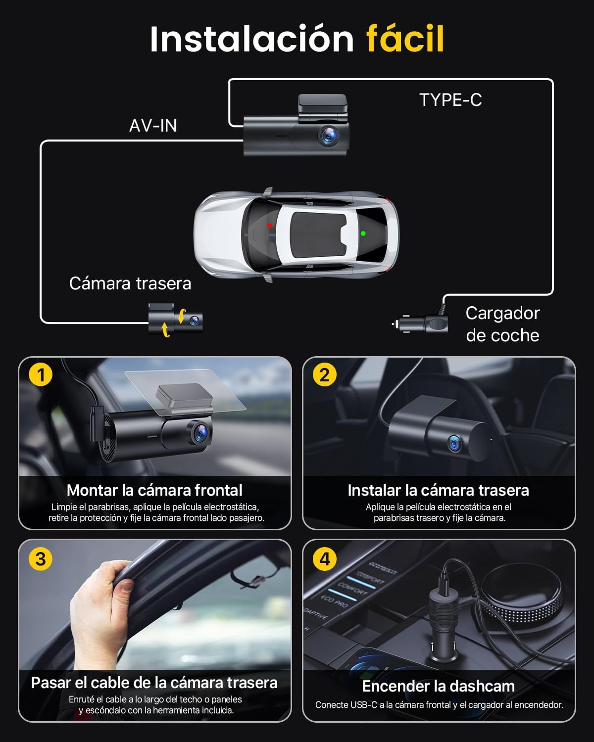Thumbnail 6 de GKU D600 Dashcam 4K frontal y 1080P trasera
