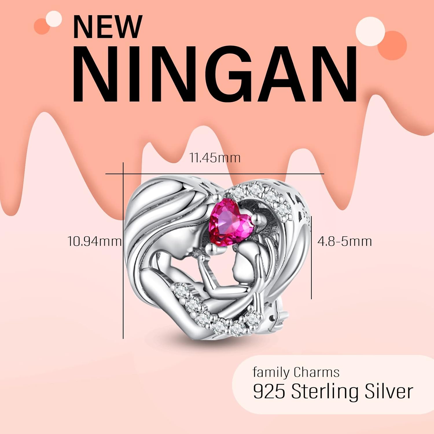 Thumbnail 1 de NINGAN 925 Sterling-Silber Charm „Goldene Liebe“ als Reise-Bead für Armband & Halskette