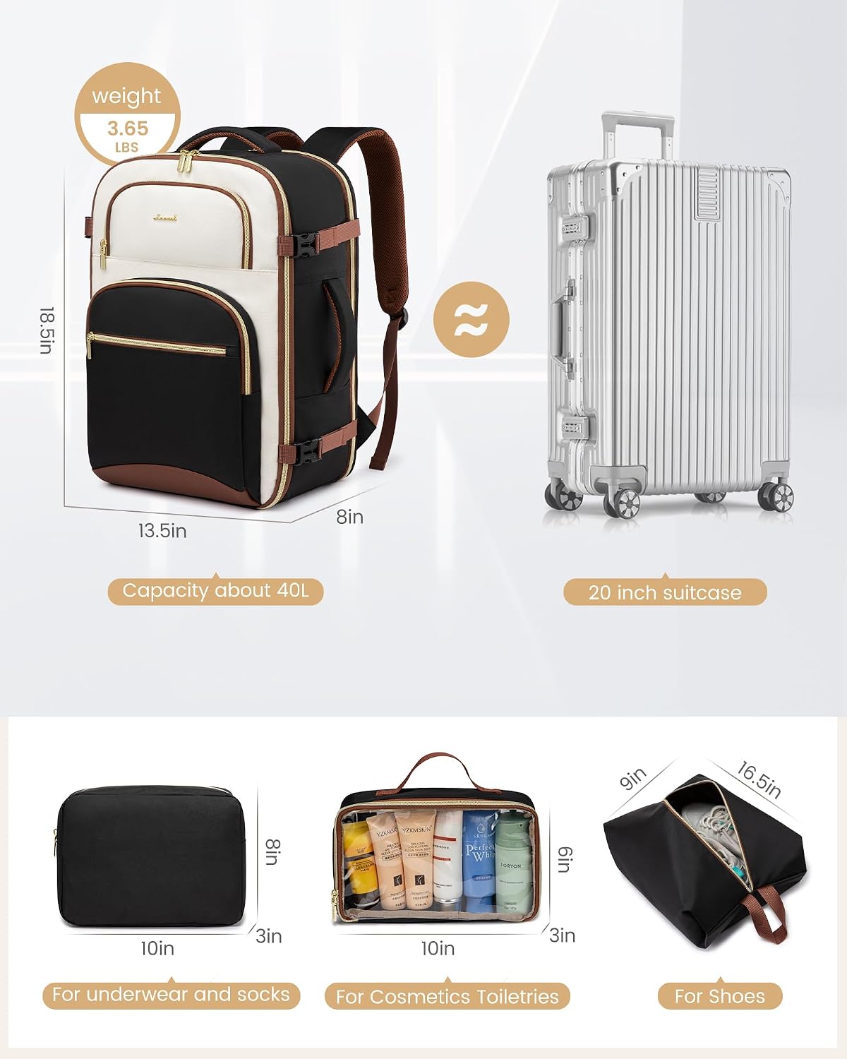 Detalle 2 de LOVEVOOK Travel Backpack 40L