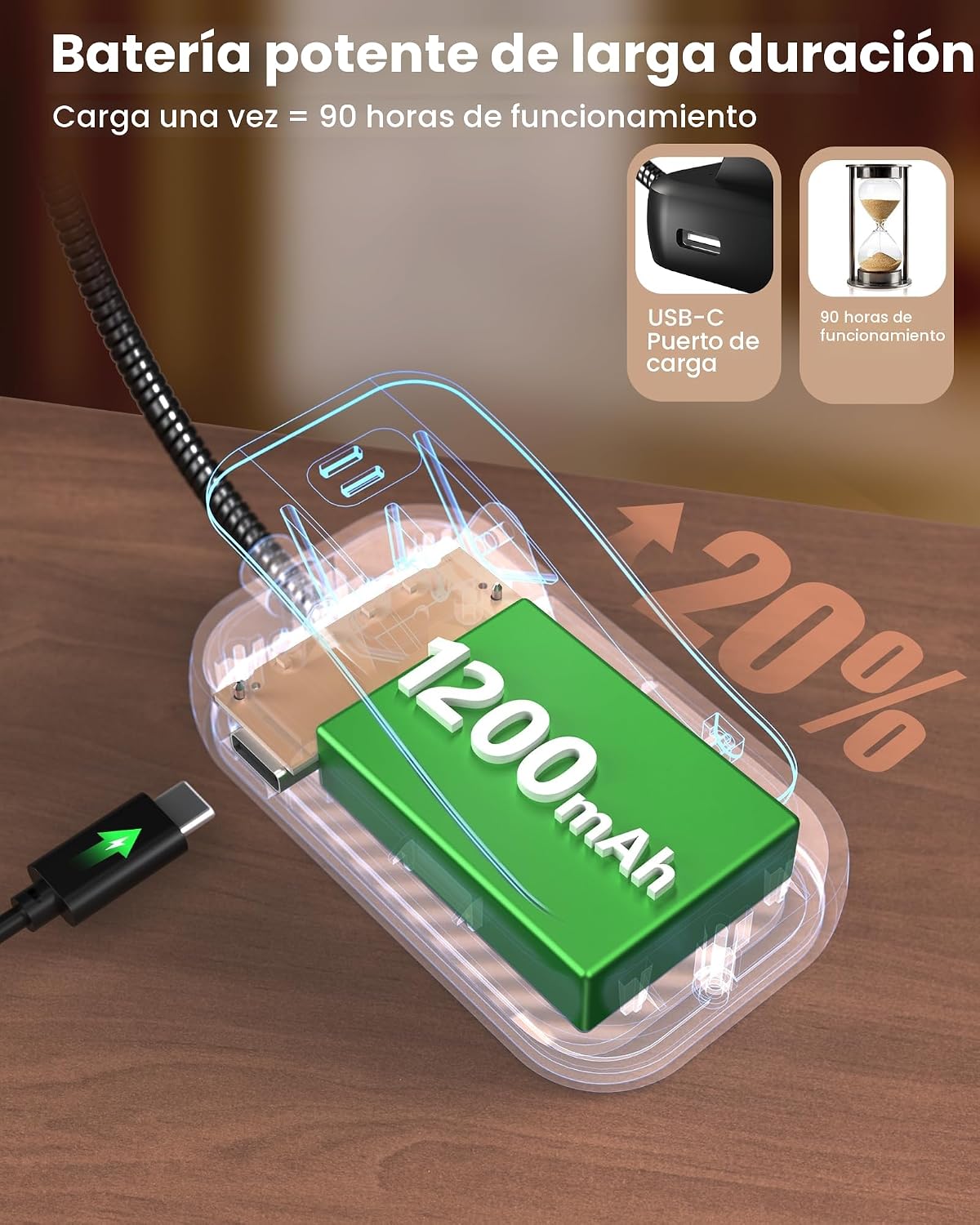 Thumbnail 5 de Glocusent 26 LED Luz de Lectura USB-C recargable