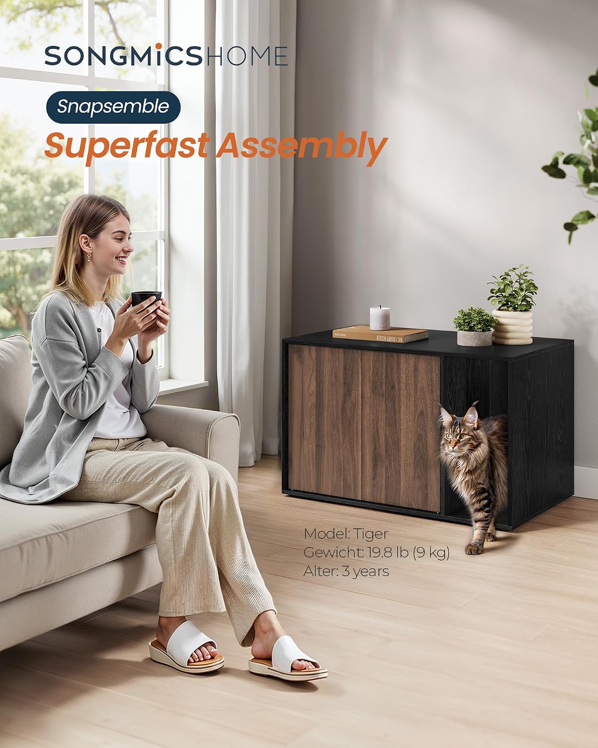 Detalle 2 de SONGMICS HOME Cat Litter Box Enclosure UPCL013BE01S