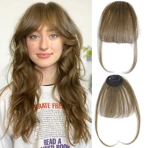 Detalle de Flequillo con clip de cabello 100% humano de CENCERY (castaño claro)