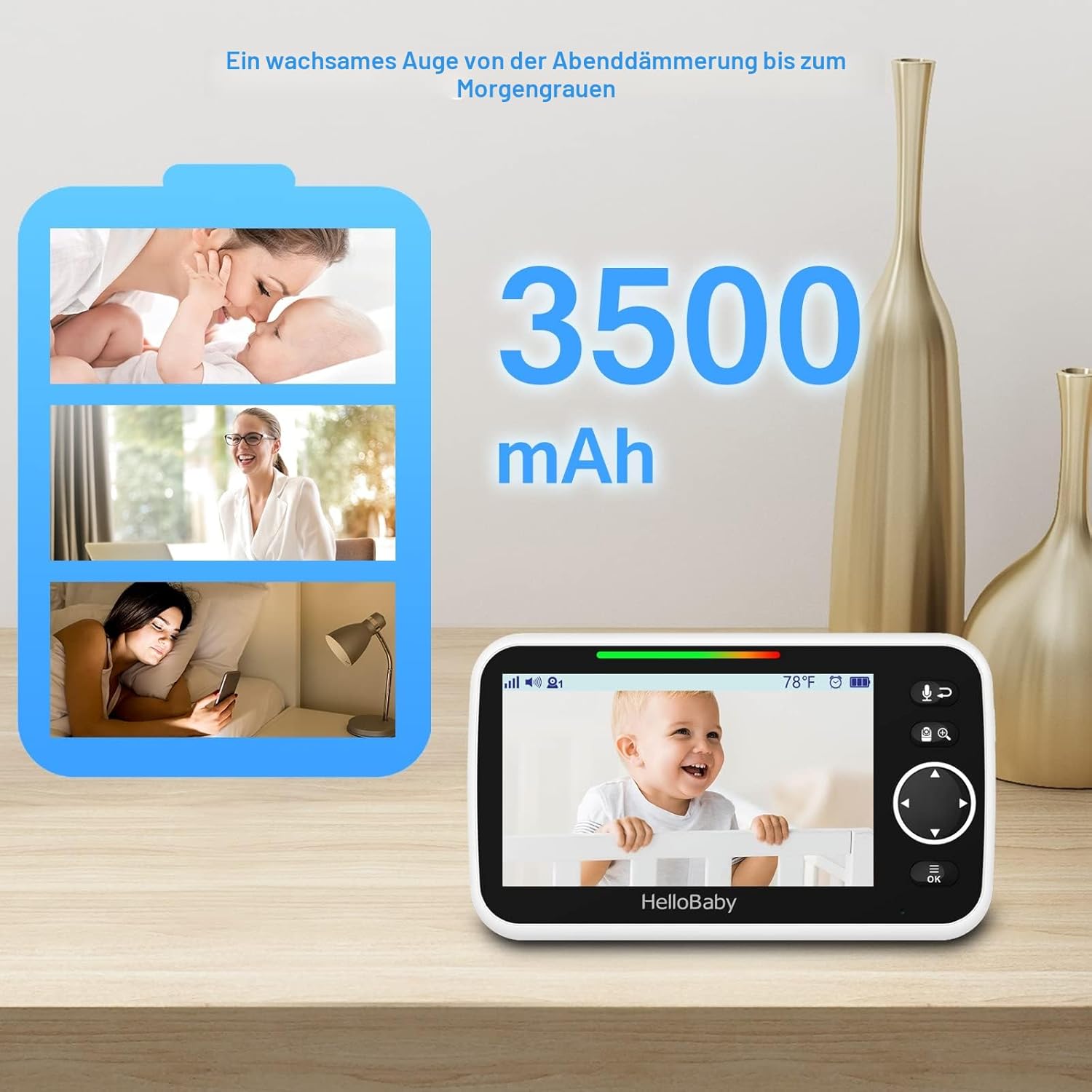 Detalle 2 de HelloBaby 5-Zoll Baby-Monitor mit Kamera