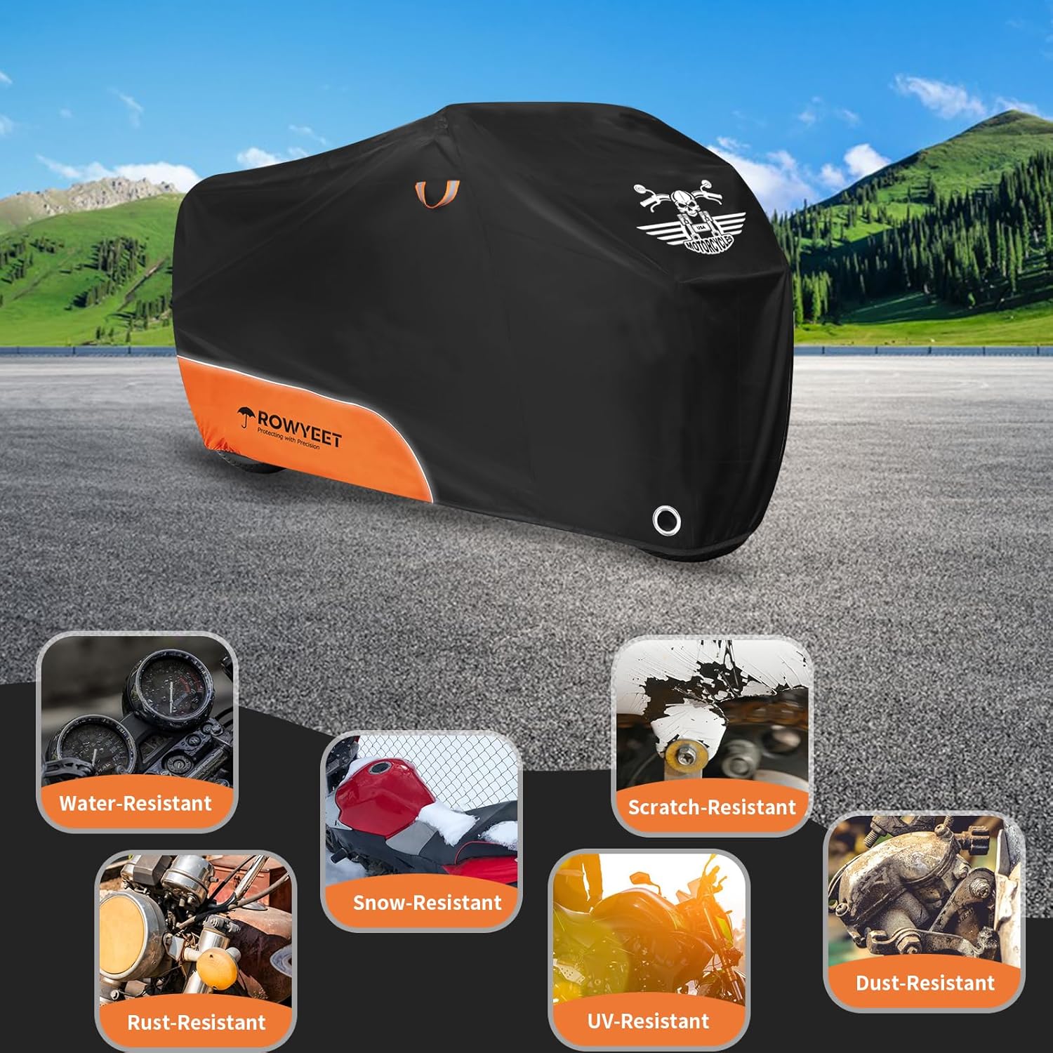 Thumbnail 5 de ROWYEET Motorcycle Cover Waterproof All Season