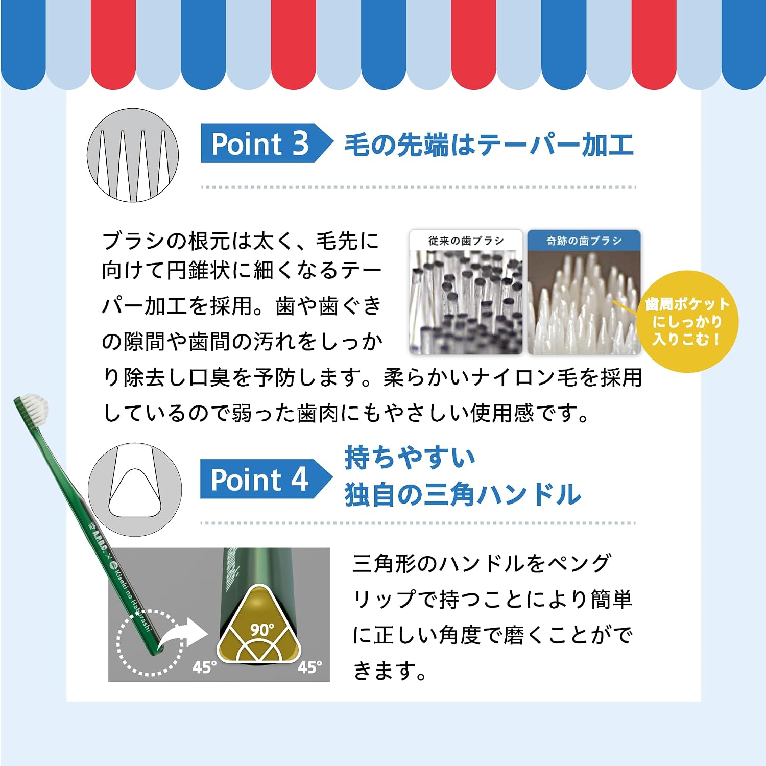 Thumbnail 5 de A.P.D.C. 犬用 奇跡の歯ブラシ 中・大型犬用 ふつう 2本セット 薄型ヘッド・ピラミッドカット