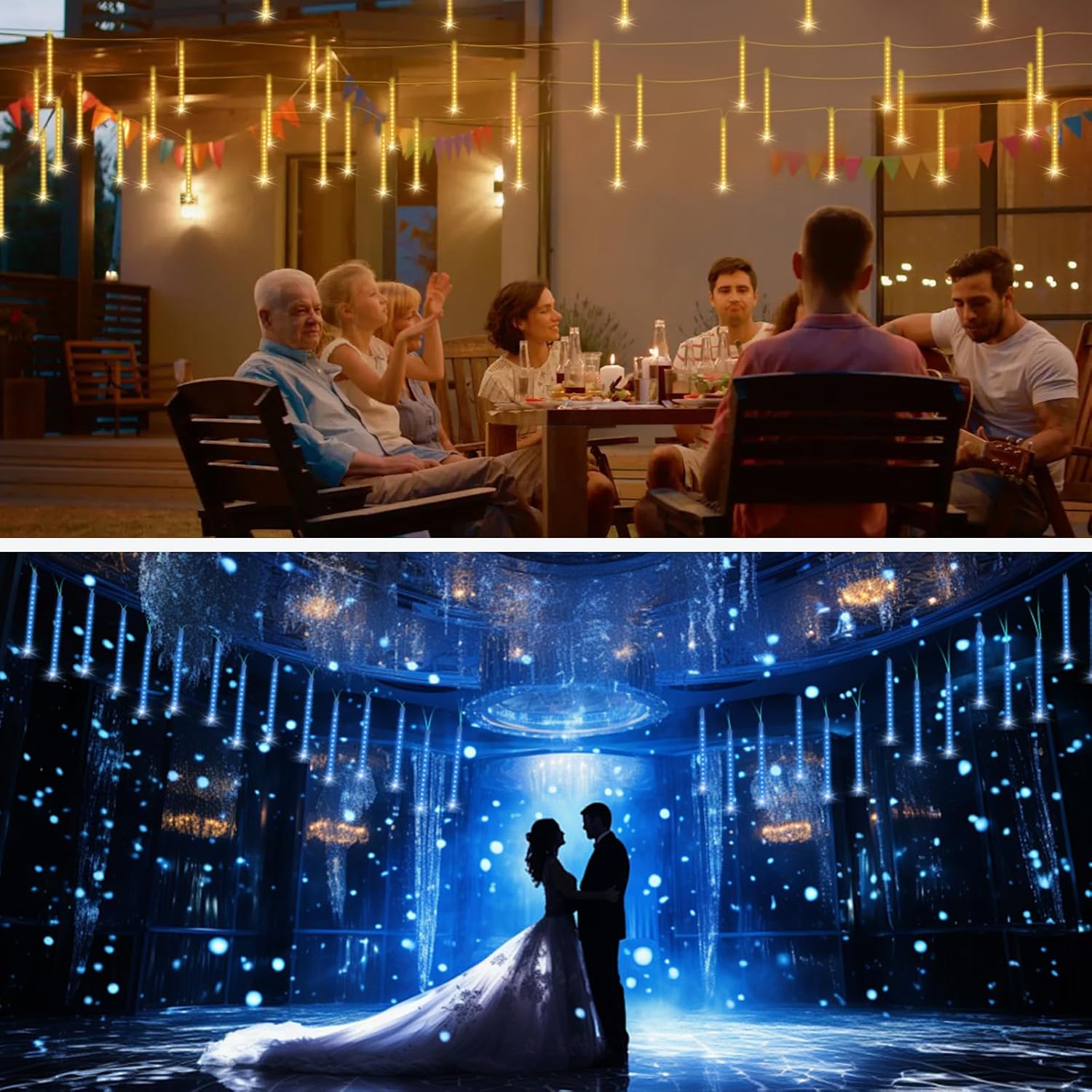 Thumbnail 6 de Wudyfei Outdoor Christmas Lights – 10 x 30cm 240 LED Meteor Shower Icicle Lights (Cool White)