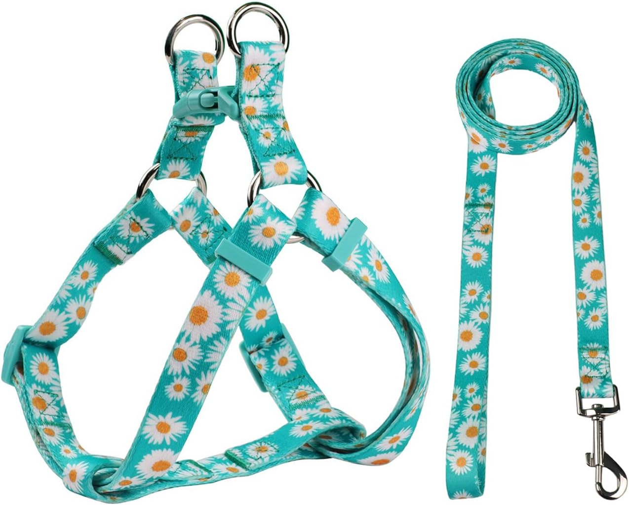 Thumbnail 6 de Olahibi Harness and Leash Set (Floral Pattern) with 150CM Matching Leash – Medium Pink Daisy
