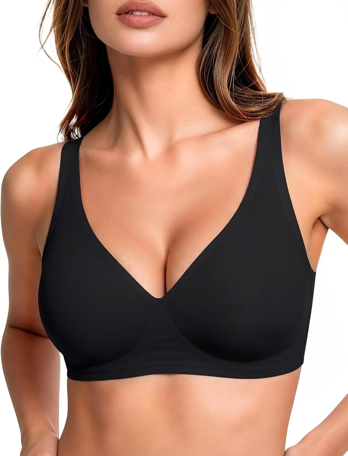 Detalle de Vertvie Jelly Wireless Push Up Plunge Seamless T-Shirt Bra (No Underwire, Full Coverage)