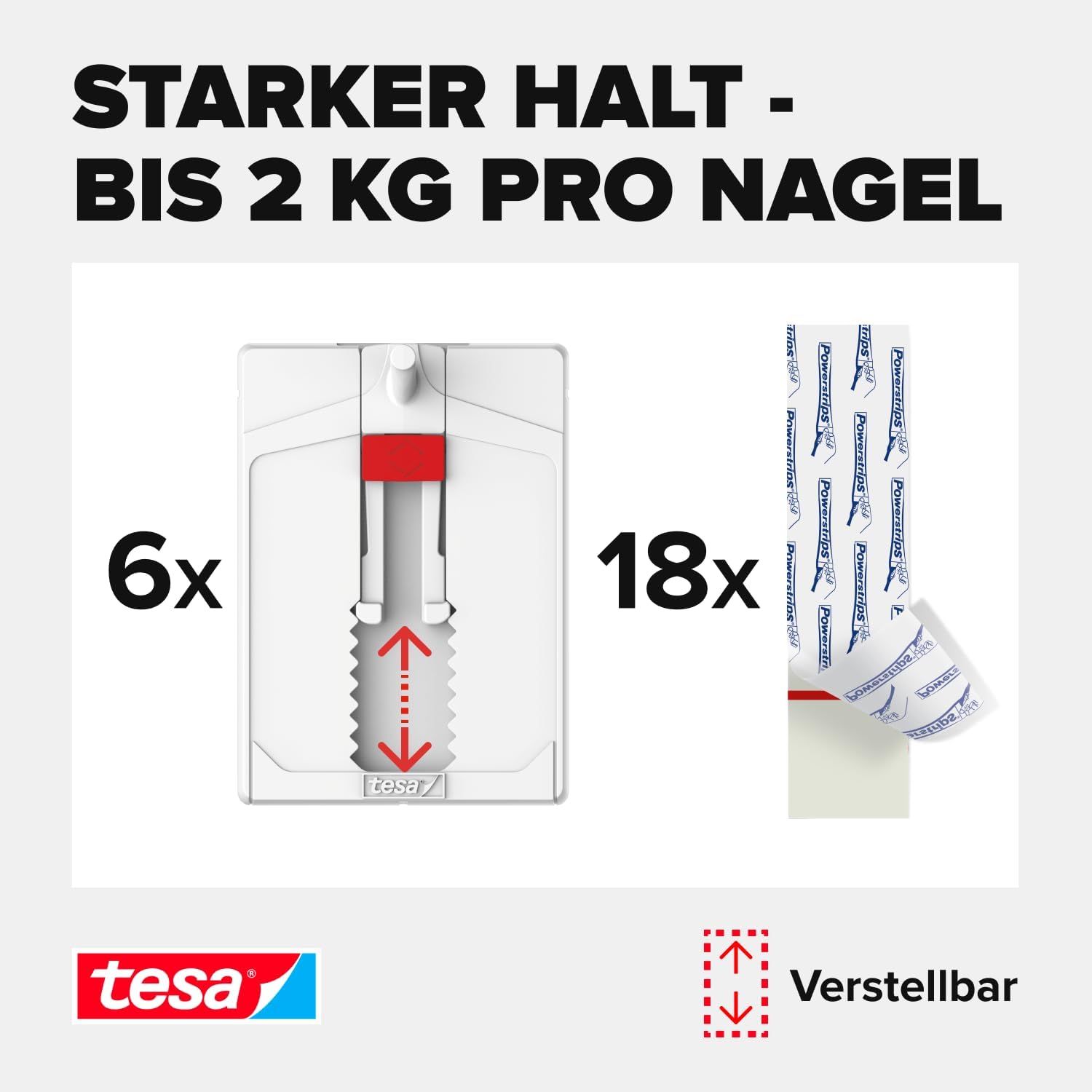 Thumbnail 2 de tesa Verstellbarer Klebenagel für Tapeten und Putz – 3er Pack, 2 kg Halteleistung pro Nagel