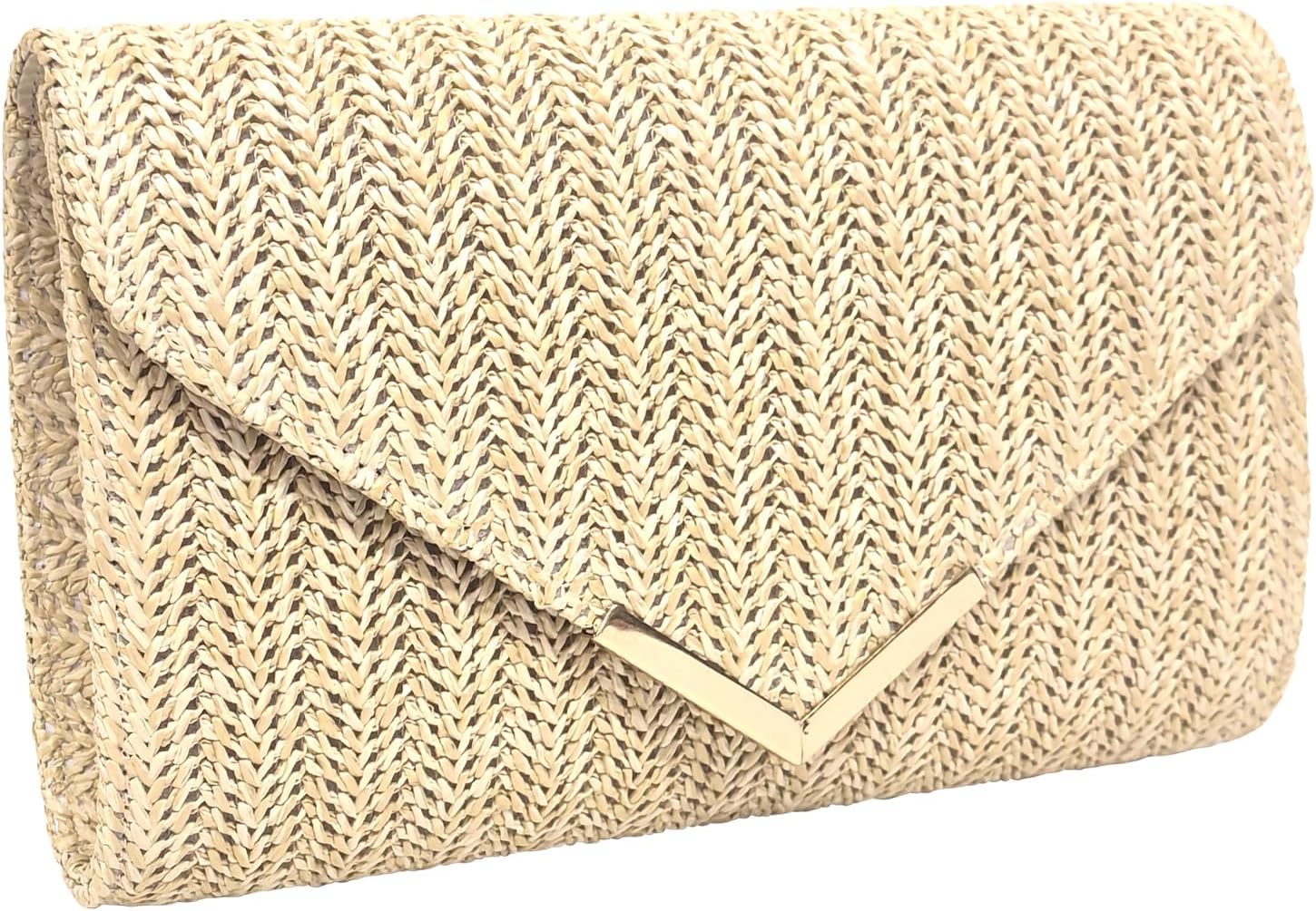 Detalle de Cckuu Women Straw Clutch Bag – Lightweight Woven Raffia Evening Bag for Summer