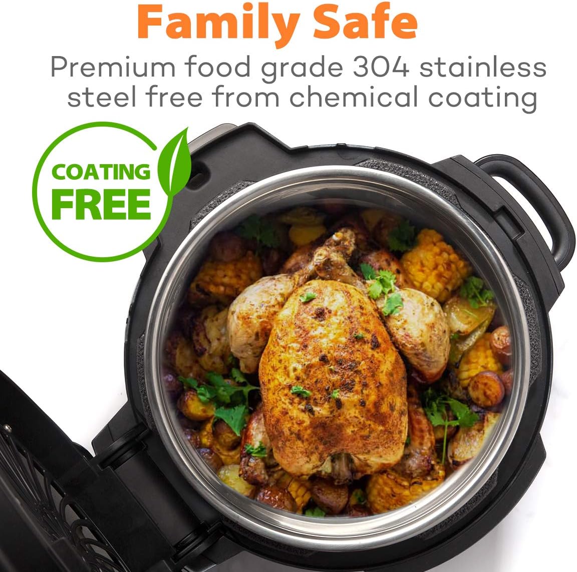 Detalle de SICHEER Stainless Steel Replacement Inner Pot, 8 Quarts, for Ninja Foodi
