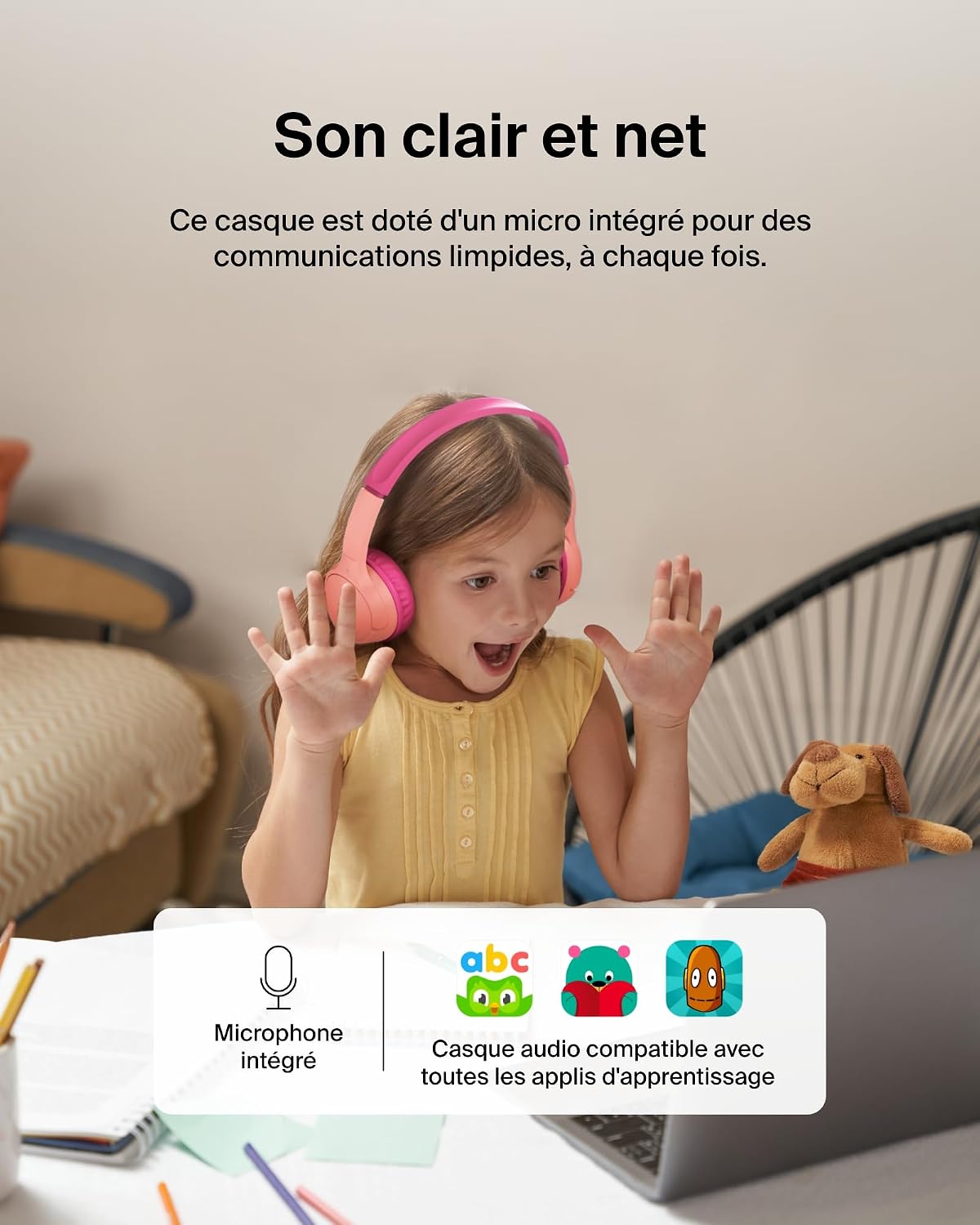 Thumbnail 5 de Belkin SoundForm Mini Rose Casque Audio sans Fil Enfants