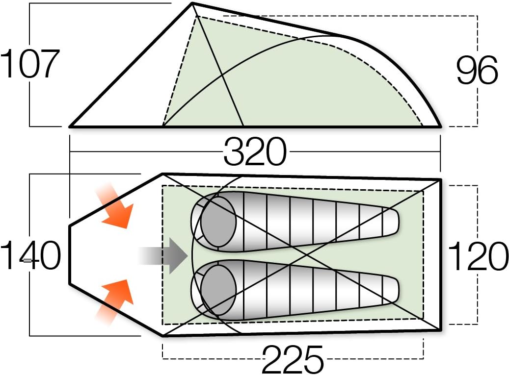 Detalle de Vango Hydra 200 Lightweight 2 Man Tent – Semi-Geodesic for Backpacking