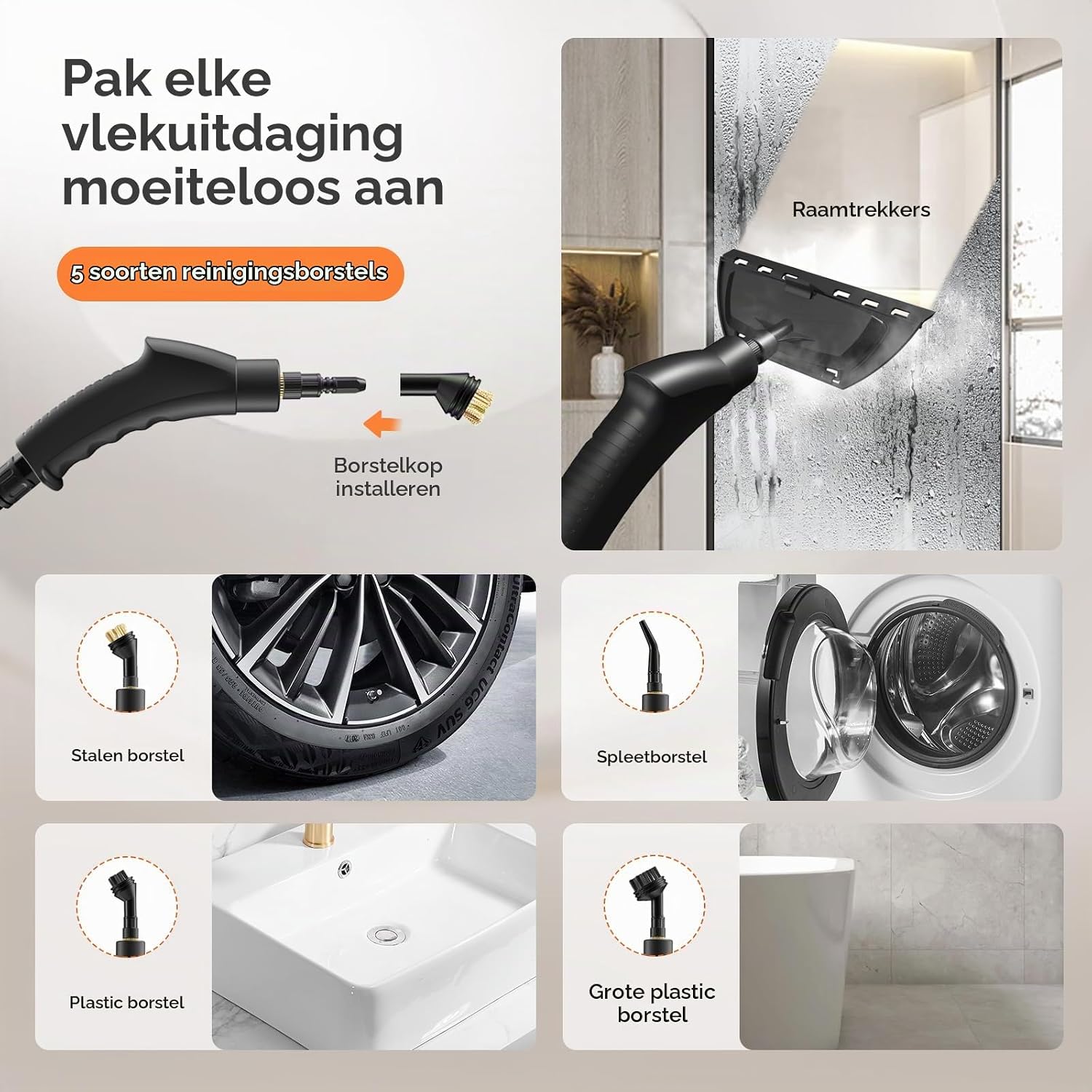Thumbnail 4 de TwoOases handstoomreiniger met 1200 ml tank, 2500 watt en 6 standen