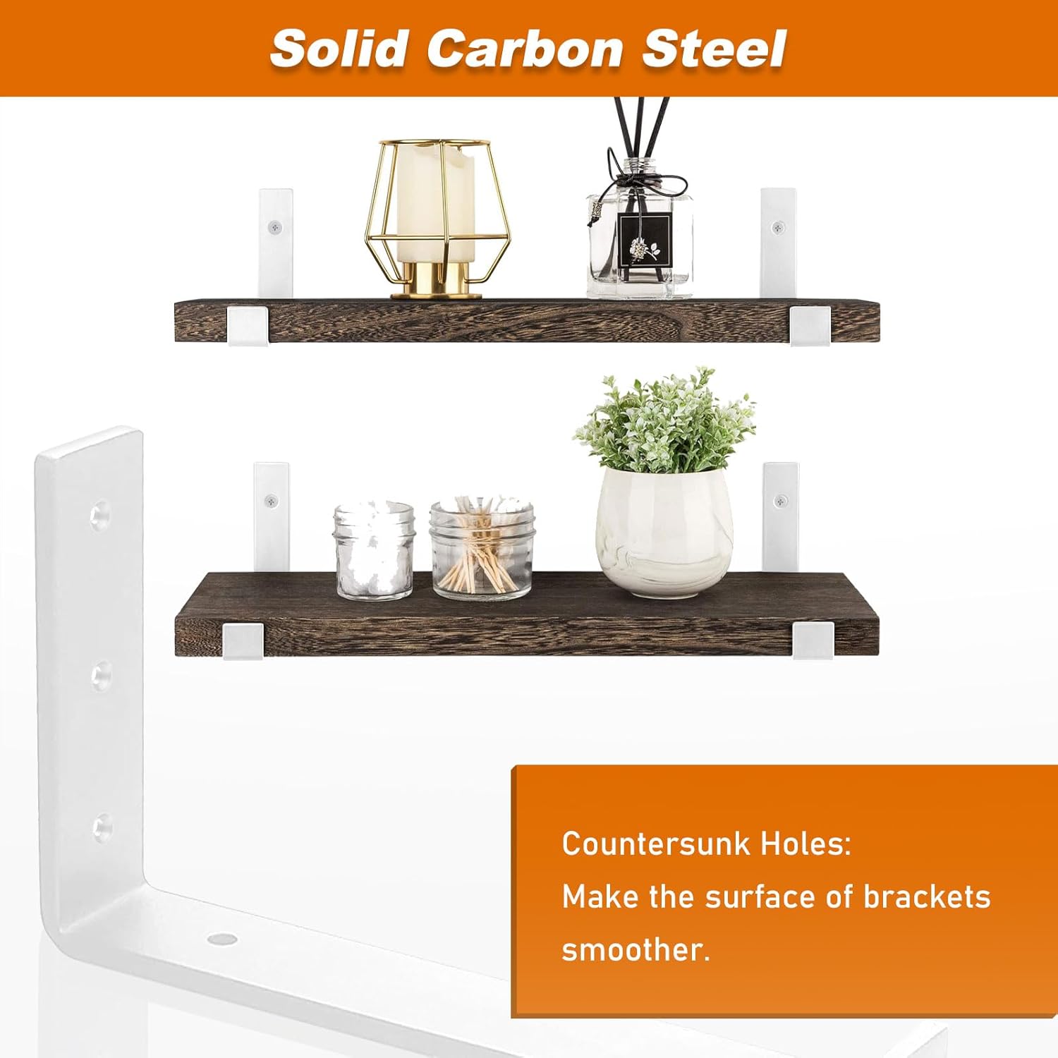 Thumbnail 2 de MLOQI 6 Pack Heavy Duty White Shelf Brackets with Lips (12"x6" / 15x30cm)