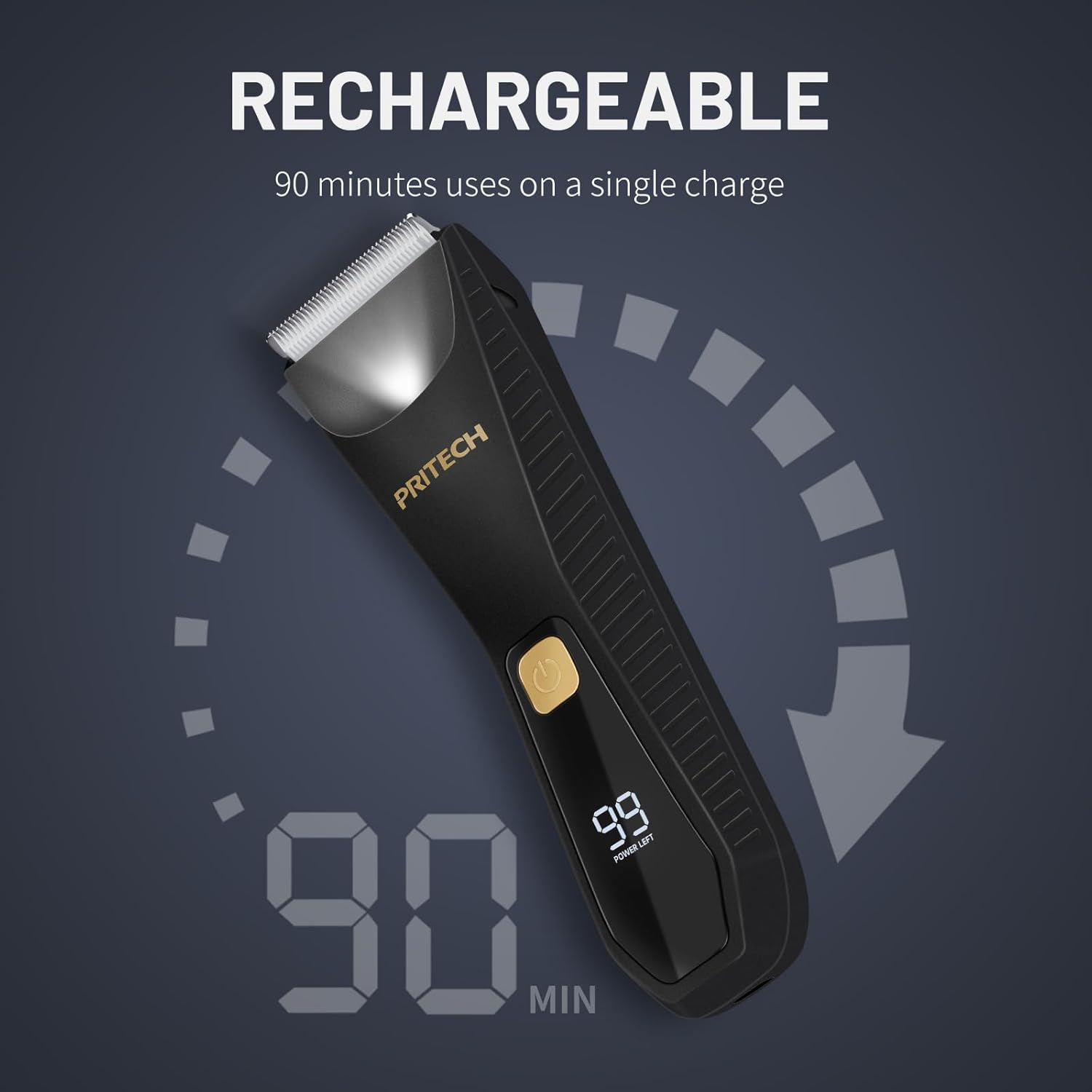 Detalle 2 de PRITECH Manscape Body Hair Trimmer for Men (Waterproof, Ceramic Blades, USB-C Charging)