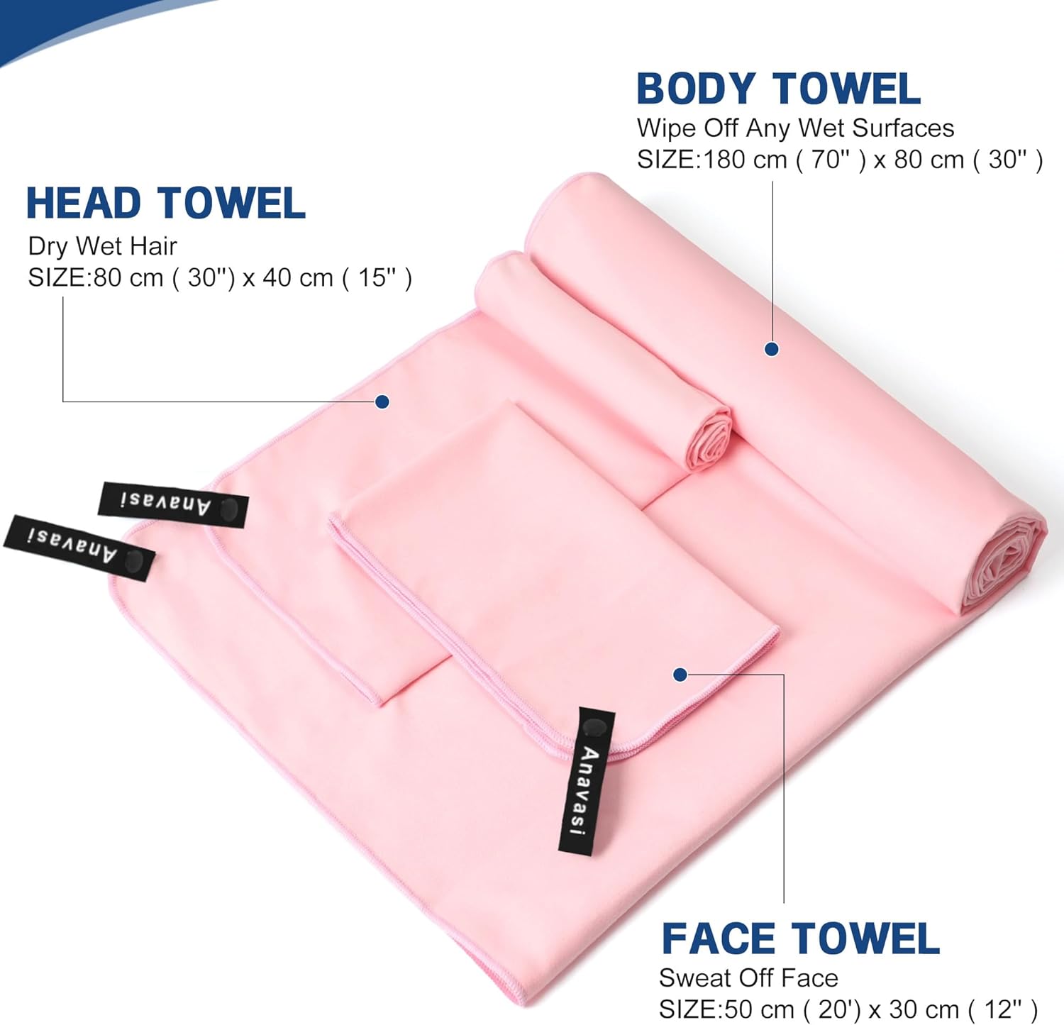 Thumbnail 1 de Anavasi 6 PCS Microfibre Towels for Adults (Pink & Purple) – Lightweight, Quick-Dry + Net Bag