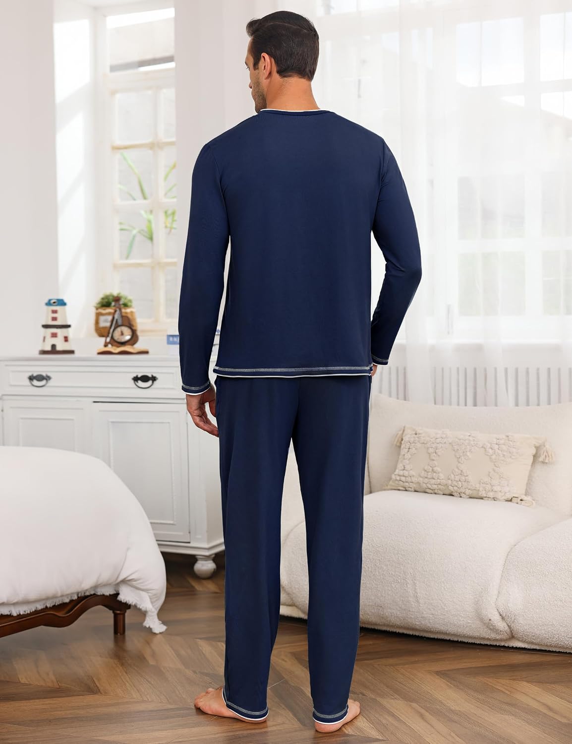 Thumbnail 6 de Demegimi Herren Schlafanzug Lang Pyjama Baumwolle