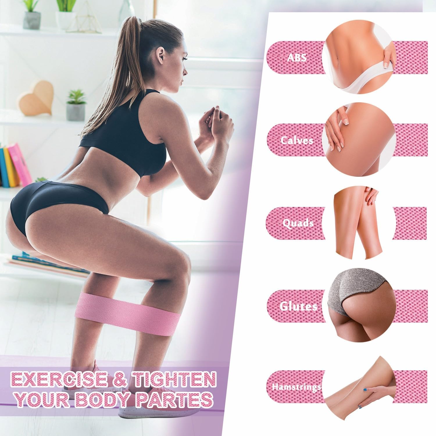 Detalle 2 de PLEASION Resistance Bands 5er Set FitnessbĂ€nder đ§