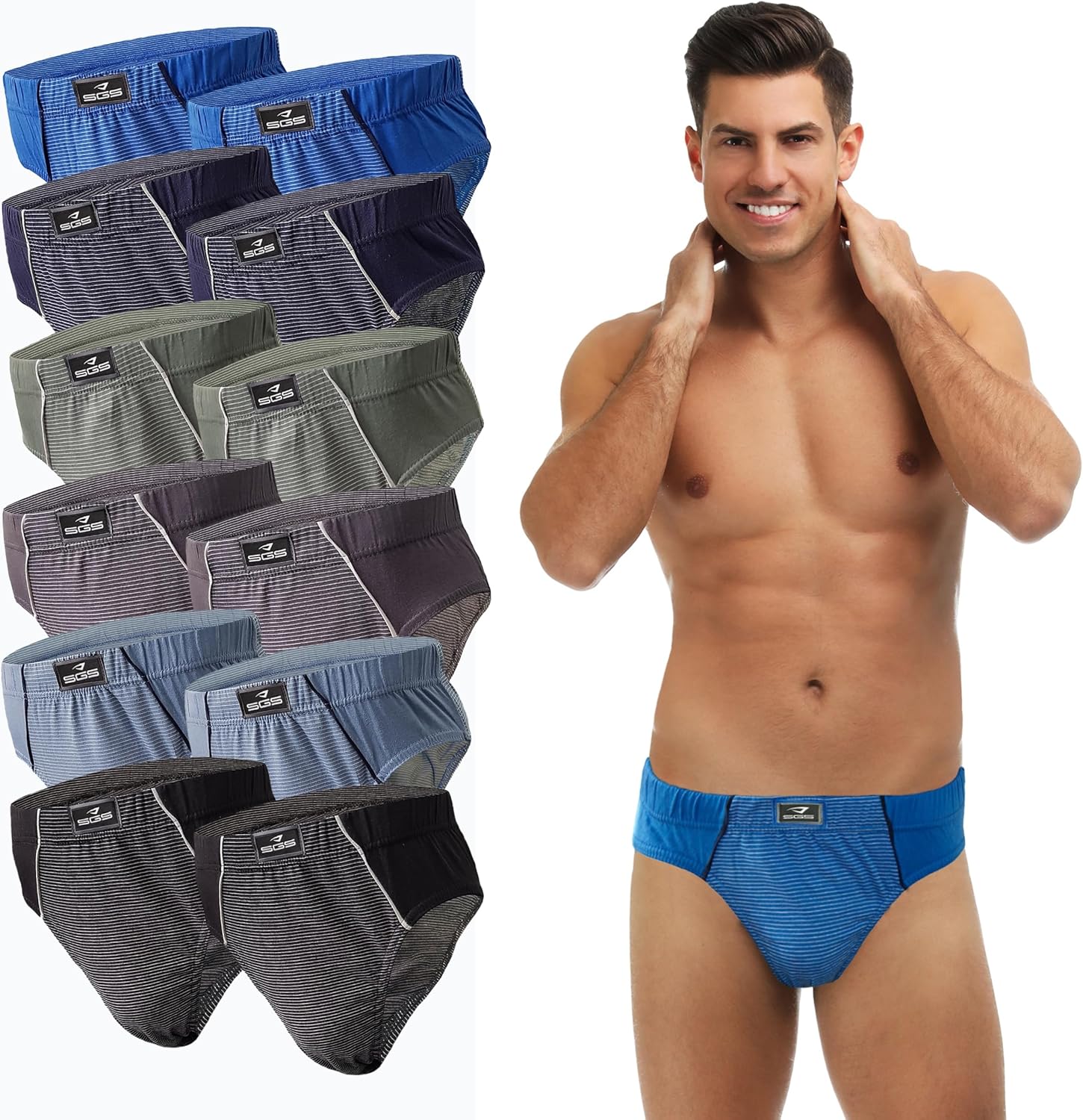 Detalle de SGS Slip Herren Unterhosen Baumwolle – 6er oder 12er Pack, atmungsaktiv und hautschonend