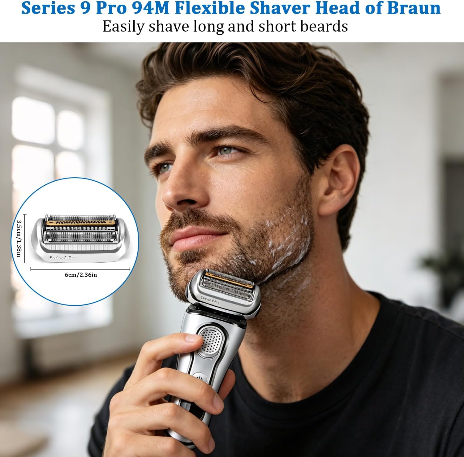 Detalle de Zaxiva X-94MShaver – głowica goląca 94M do Braun Series 9/9 Pro, srebrna