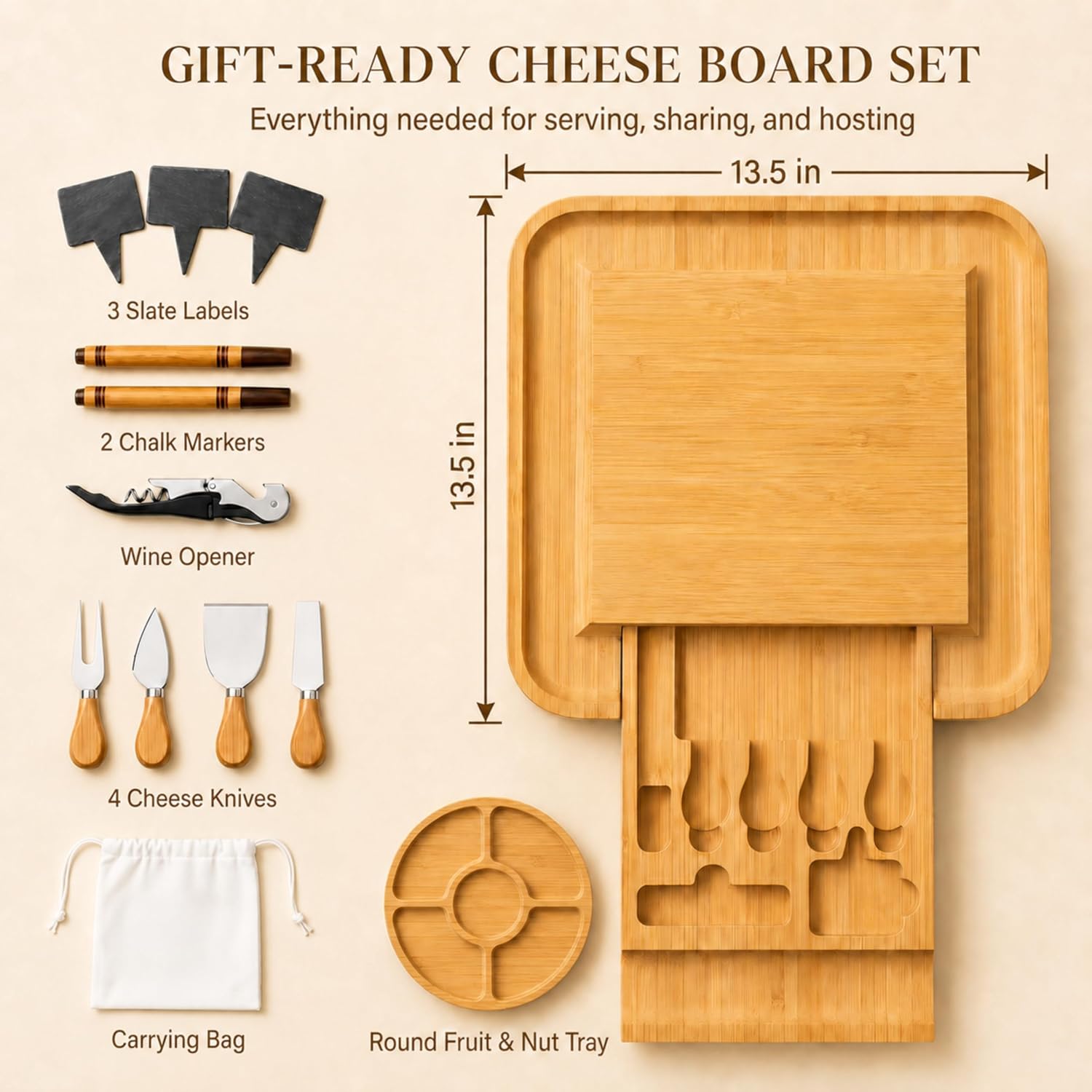 Detalle 2 de Bamboo Charcuterie Board Gift Set 2025 🧀