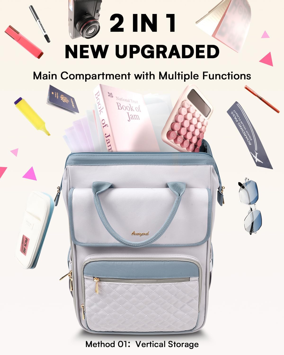 Detalle 2 de Rolling Backpack for Women 2-in-1 Carry-On