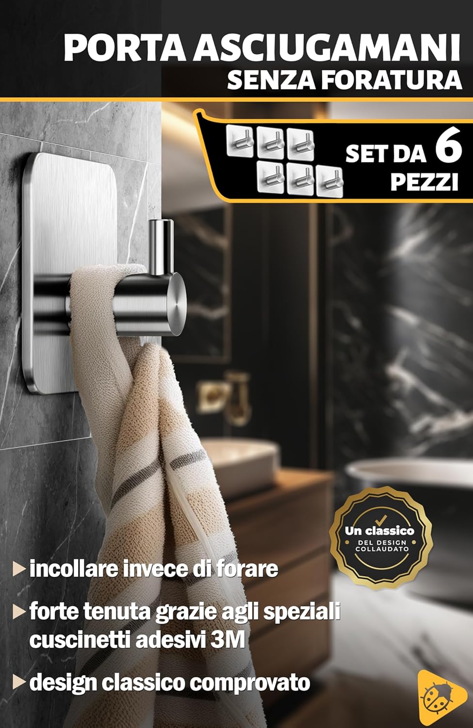 Thumbnail 1 de Menz Ganci adesivi bagno 6 pezzi