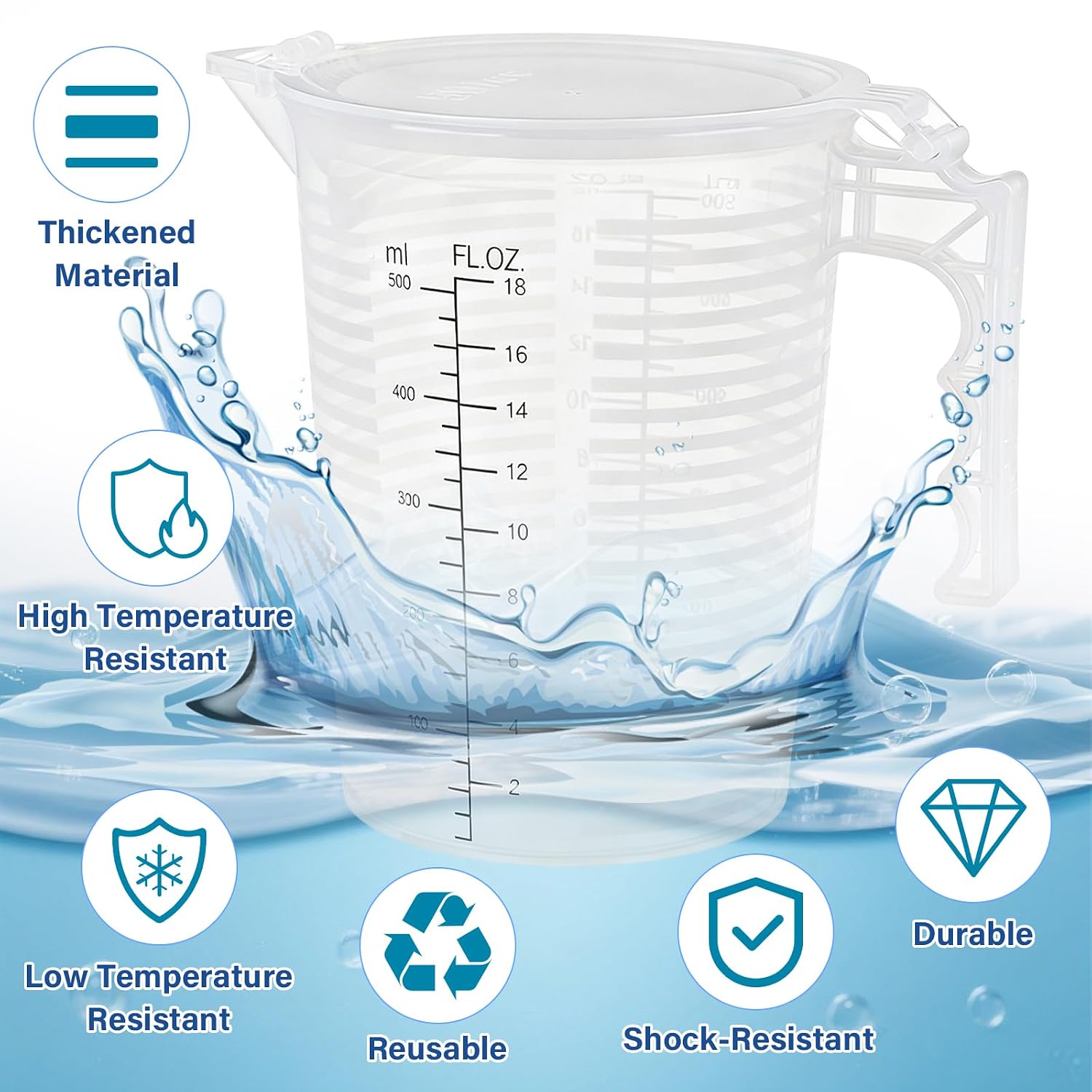 Detalle de Lainballow Plastic Measuring Beakers, 500 mL
