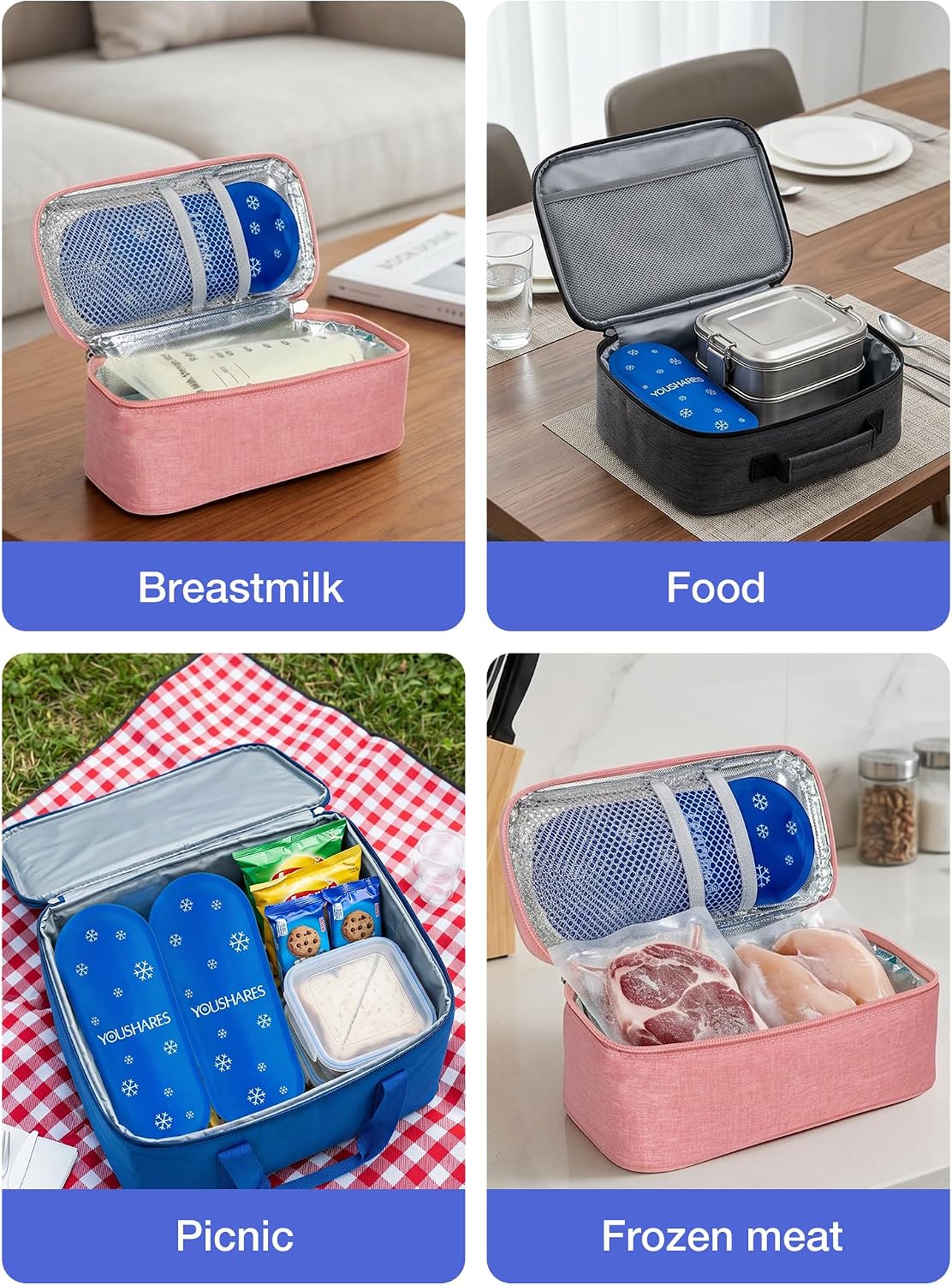 Thumbnail 5 de YOUSHARES Breastmilk Cooler Bag Ice Packs – 4-Pack Reusable Gel Ice Packs for Small Nylon Bags