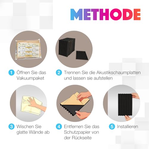 Thumbnail 3 de Sonic Acoustics 12 Stück Selbstklebende Schallabsorber – 3D Hochdichte Akustikschaumstoff 2,5 cm, 35 kg/m³