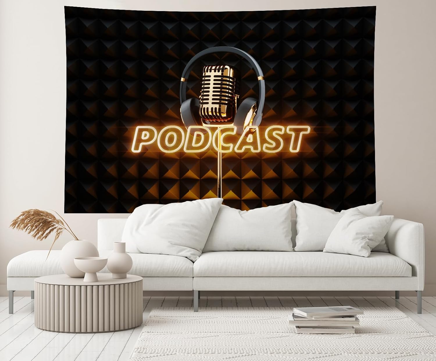 Detalle de CHNBGPRO 2.1m x 1.5m Backdrop: Microfiber Podcast Talk Show Setting