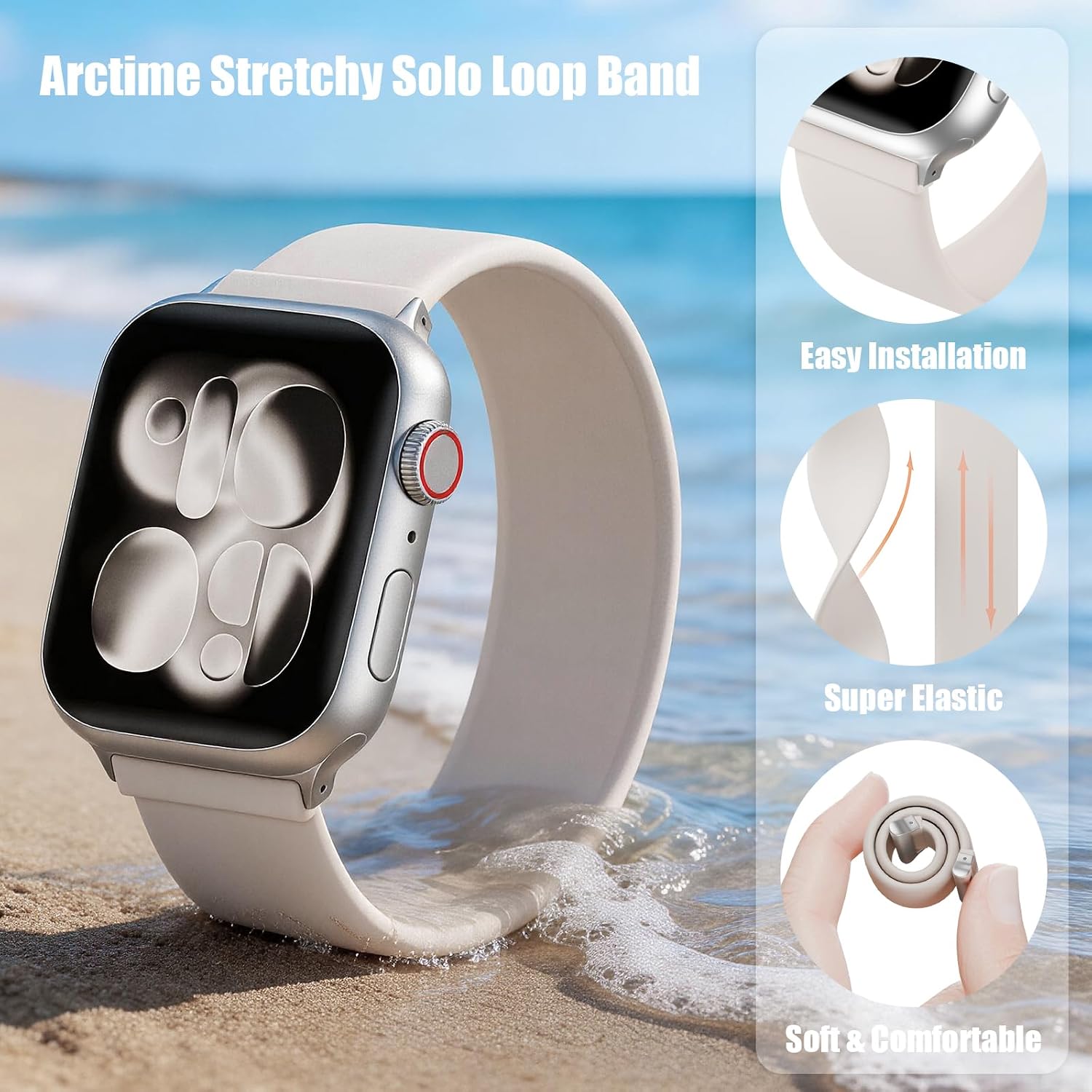 Detalle de Arctime Silicone Solo Loop Band for Apple Watch, 38mm–49mm