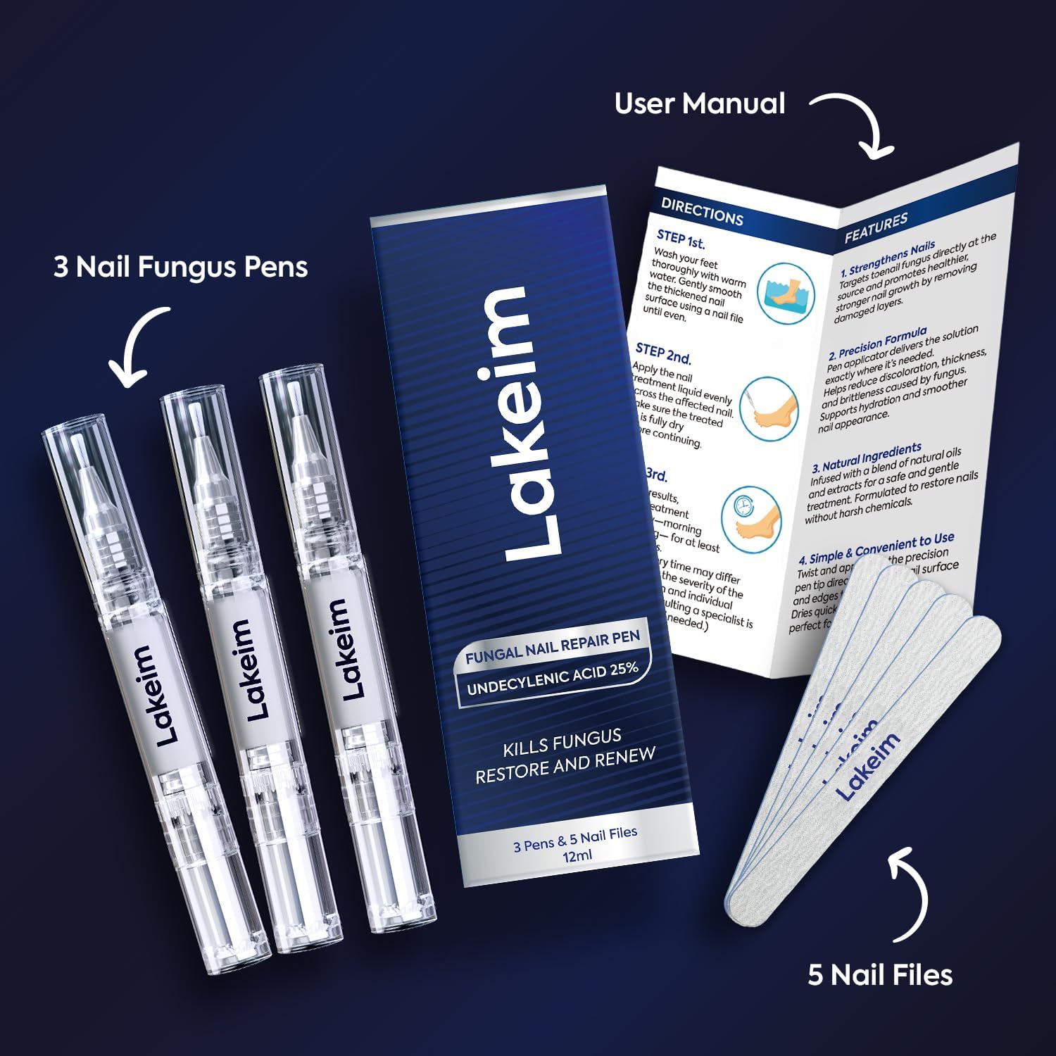 Thumbnail 6 de Lakeim Toenail Fungus Pen, 25% Undecylenic Acid Treatment, 3 x 4 ml