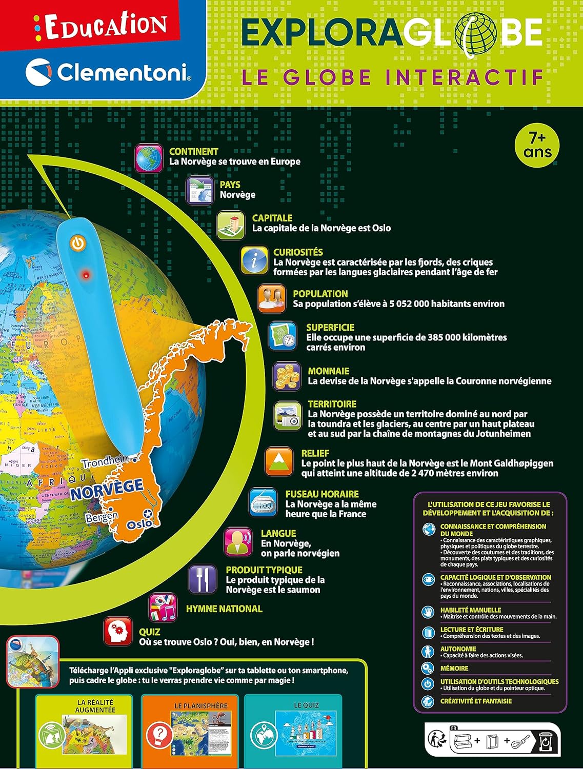 Detalle de Clementoni Exploraglobe 7 Ans + : globe interactif éducatif avec stylo à lecture optique et réalité augmentée