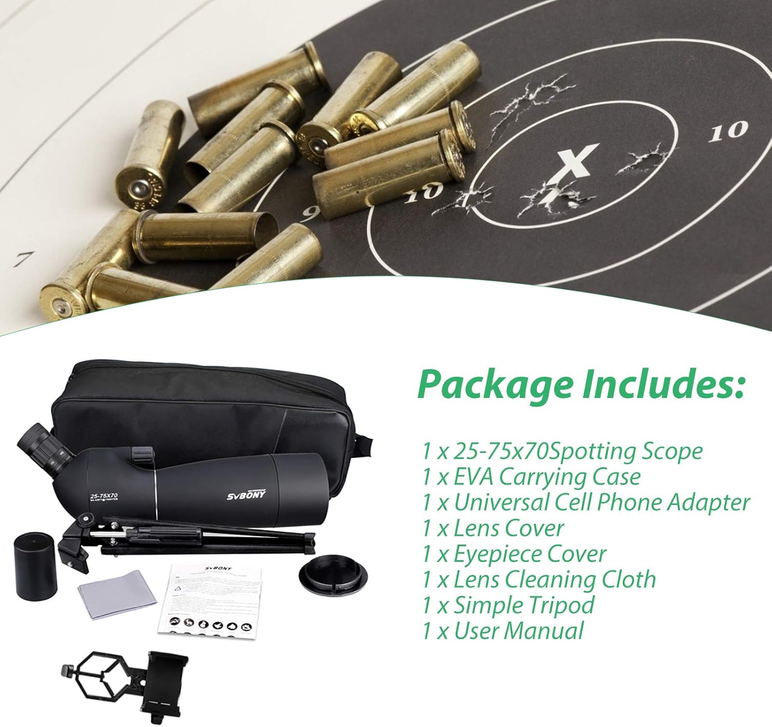 Thumbnail 6 de Svbony SV28 Spotting Scope: versatile 25-75x70 with tripod and phone adapter
