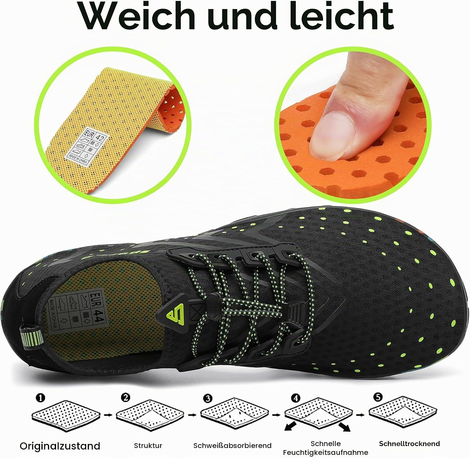 Detalle de SAGUARO Badeschuhe Strandschuhe Aquaschuhe Surfschuhe Wasserschuhe für Damen, Herren und Kinder, GR.35-48