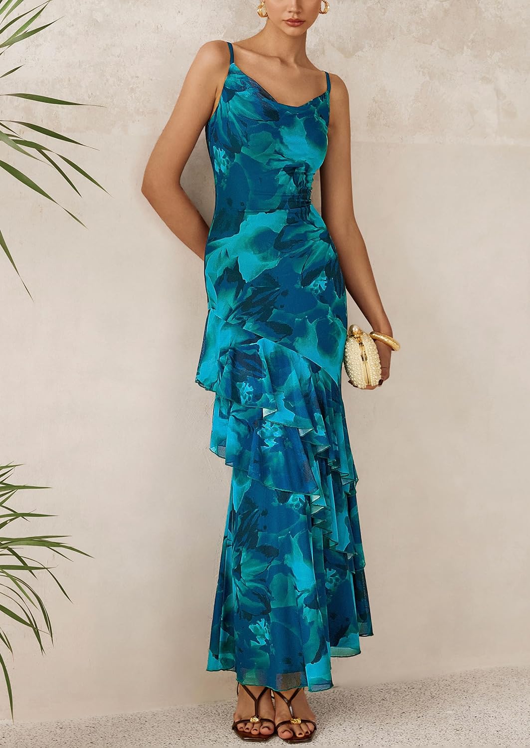 Thumbnail 6 de PRETTYGARDEN Maxi Dresses for Women 2026 Summer Tiered Floral Beach Sundress with Spaghetti Straps
