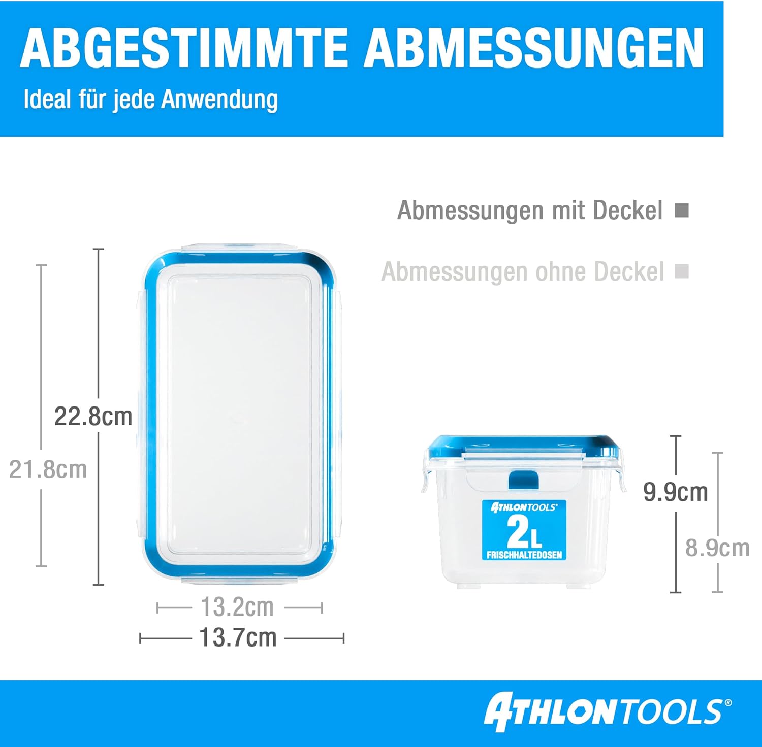 Thumbnail 1 de ATHLON TOOLS 4x 2L Frischhaltedosen-Set (Gastro-Qualität) – 100% luftdicht, auslaufsicher, BPA-frei, für Kühlschrank