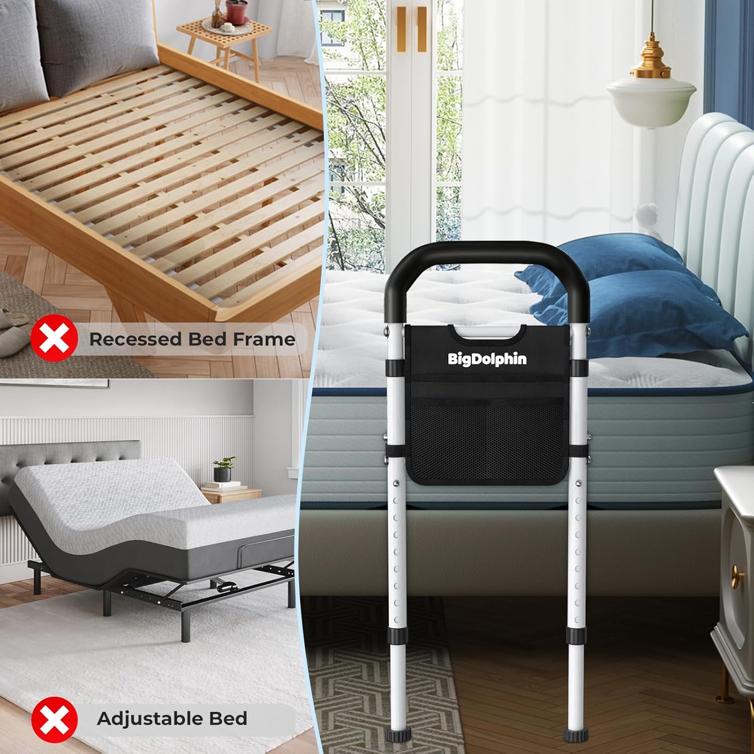 Thumbnail 5 de BigDolphin GS07 Bed Rail for Seniors, 350 lb Capacity, Adjustable Handle