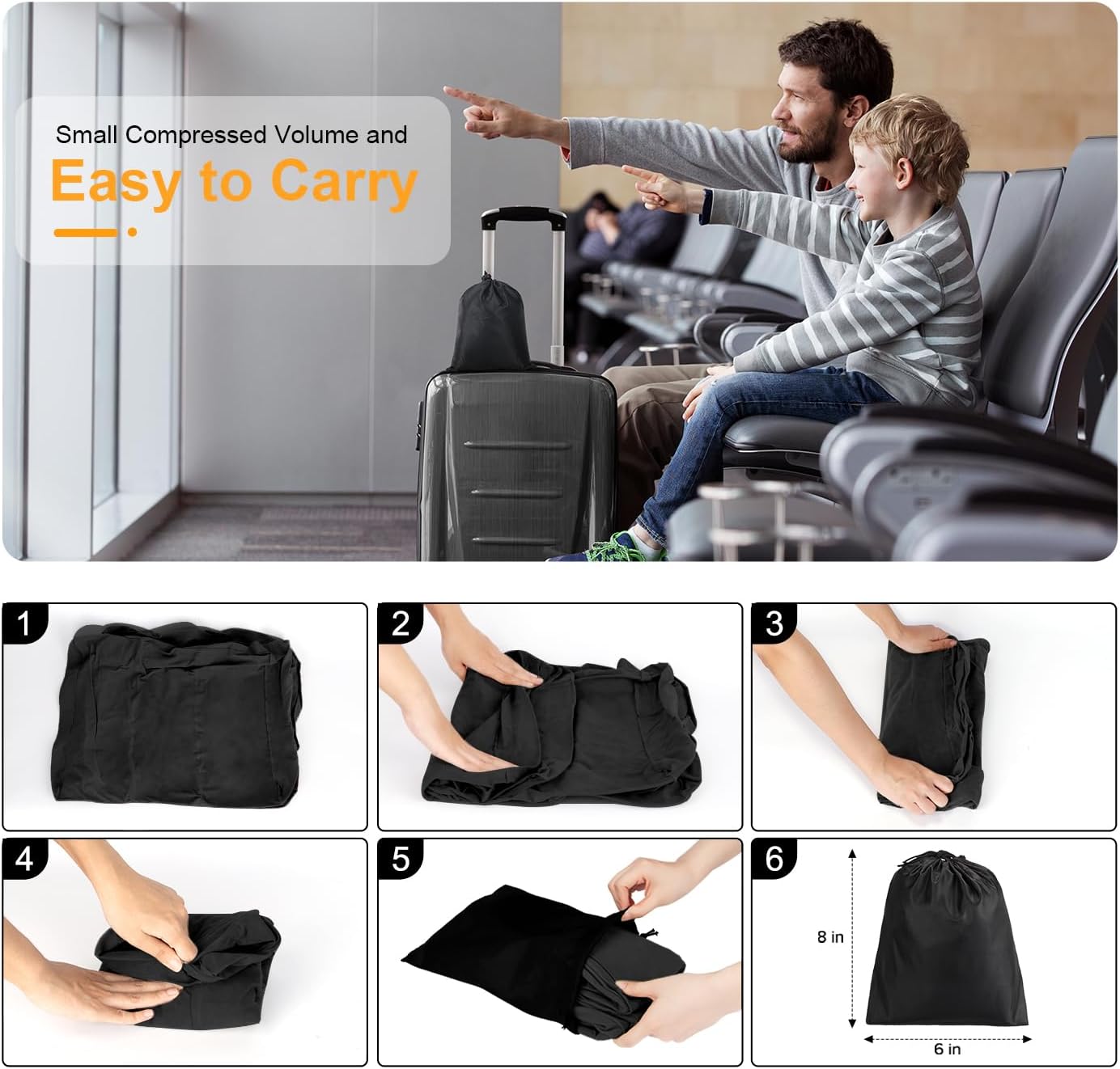 Thumbnail 6 de Maliton Airplane Footrest Inflatable Foot Rest for Kids (Adjustable Height, Black, 1 Pack)