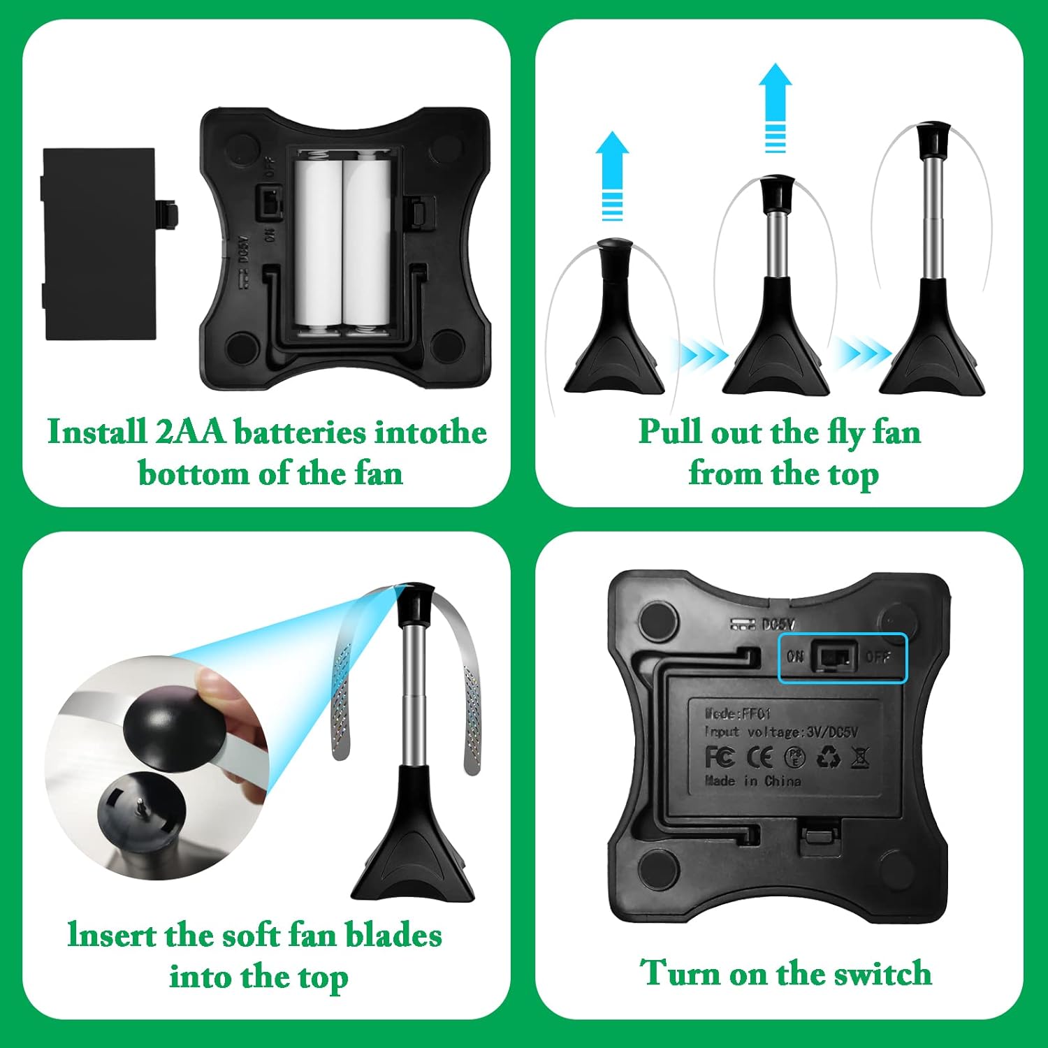 Thumbnail 4 de 4 PCS Repellente per Mosche, Ventilatore Repellente per Zanzare – Set pratico per uso interno ed esterno