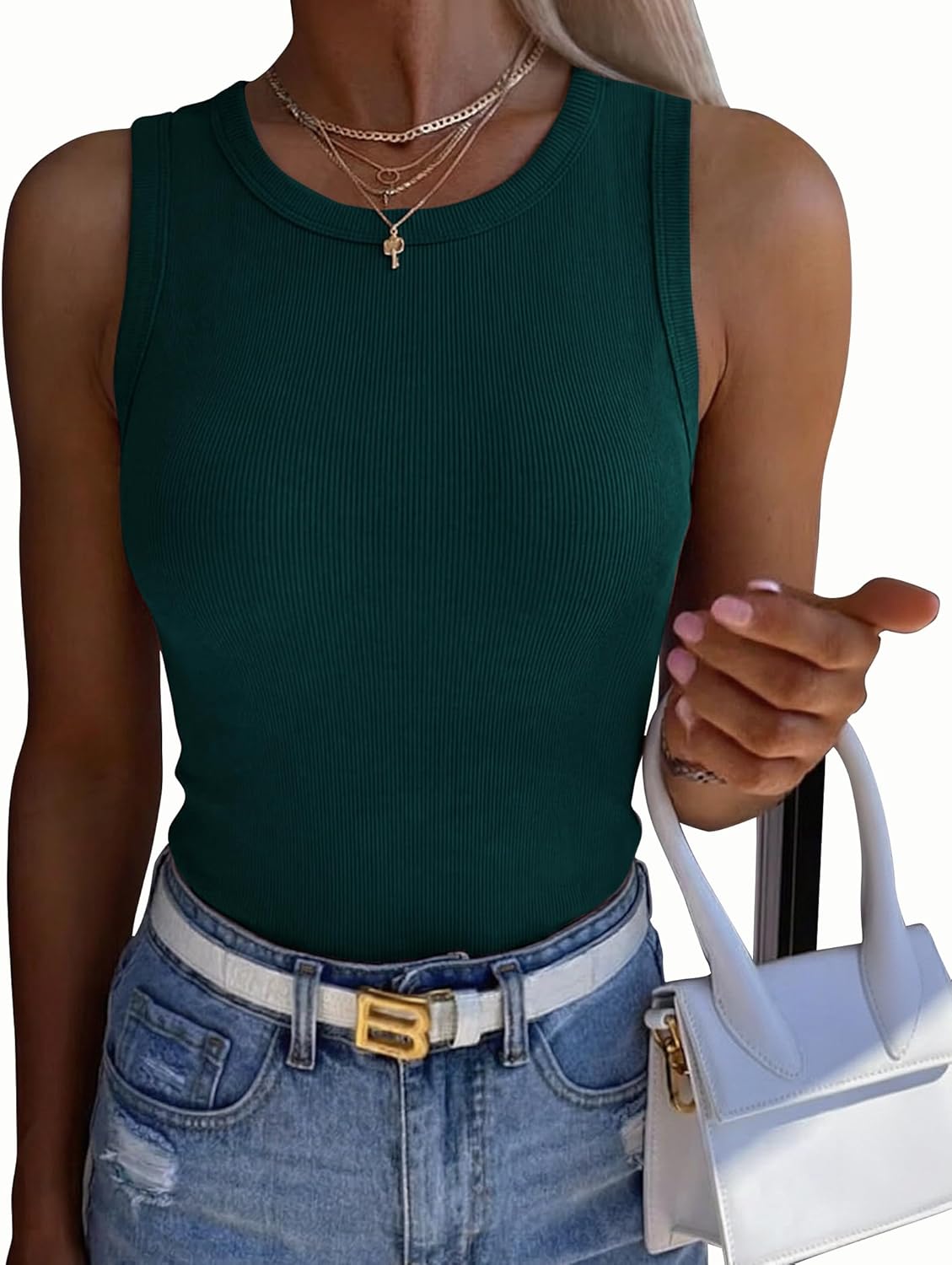 Thumbnail 6 de Zeagoo Women’s Sleeveless Ribbed Tank Top (Crewneck, Racerback) — Slim-Fitted Summer Basic
