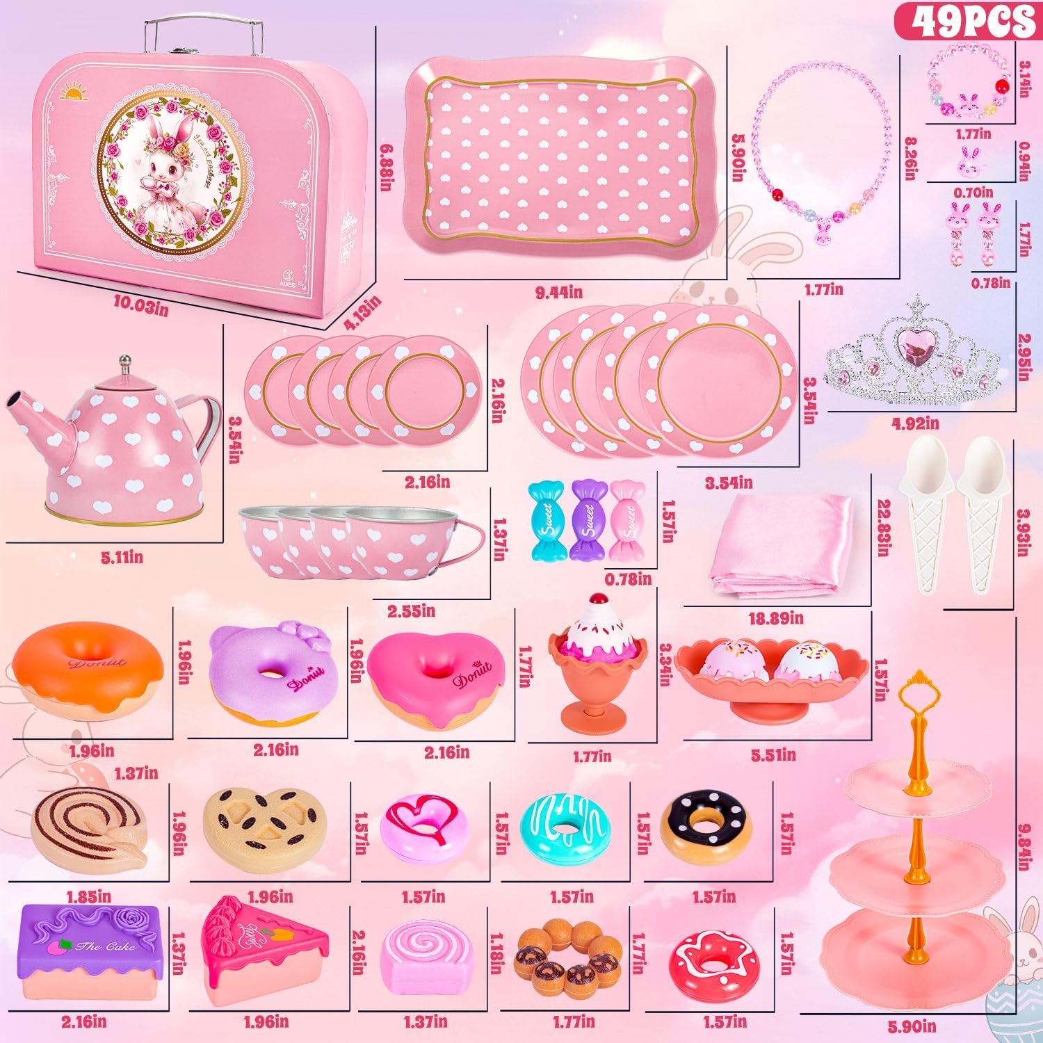 Detalle 2 de Hohosunlar Kids Tea Set for Toddlers – Princess Tea Party Toy with Carrying Case