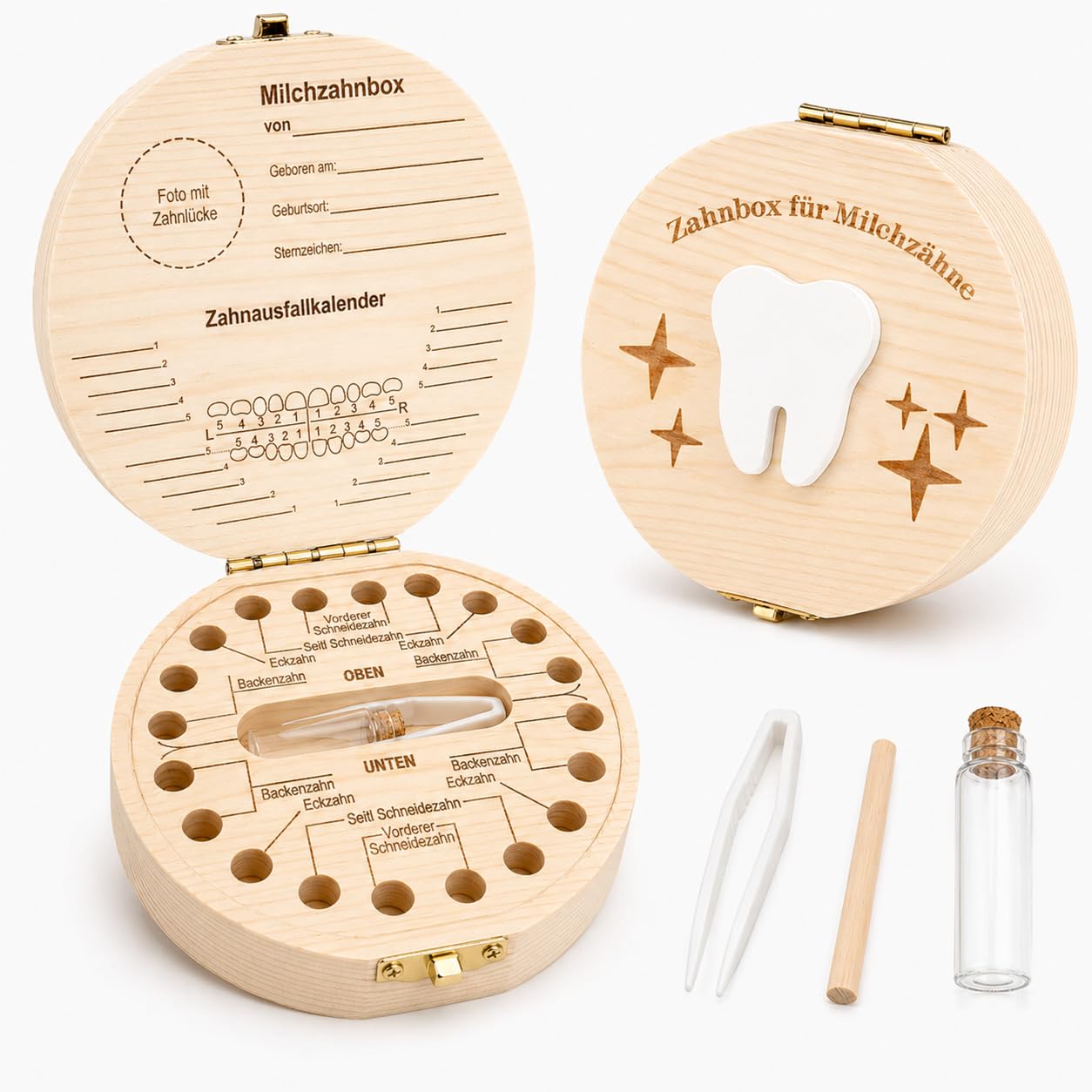 Detalle de Shengruili Zahnbox Holz Milchzähne Box