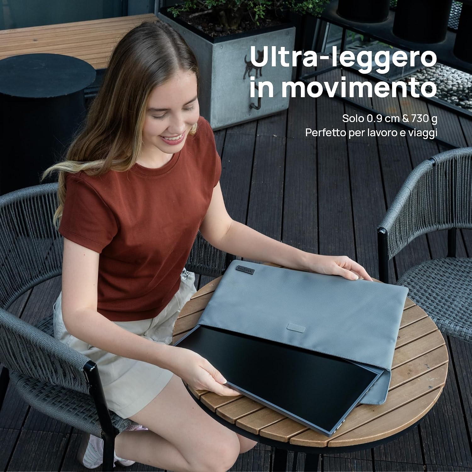 Detalle 2 de ARZOPA A1 monitor portatile 15,6" FHD IPS grigio con USB-C (secondo schermo ultrasottile)