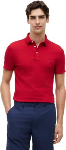 Detalle de Tommy Hilfiger Polo de Manga Corta Hombre 1985 Slim Fit – Multicolor (Medium Red)